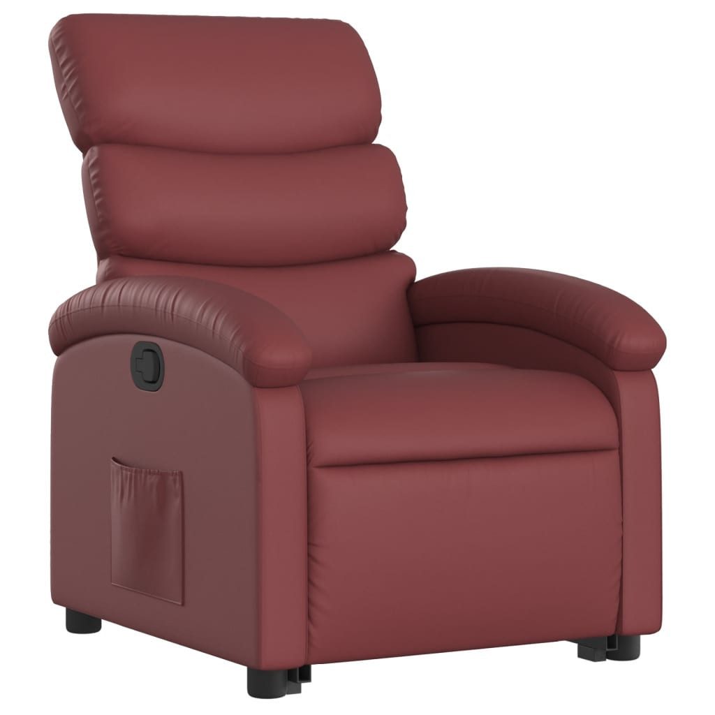 Sessel Relaxsessel mit Aufstehhilfe Weinrot Kunstleder