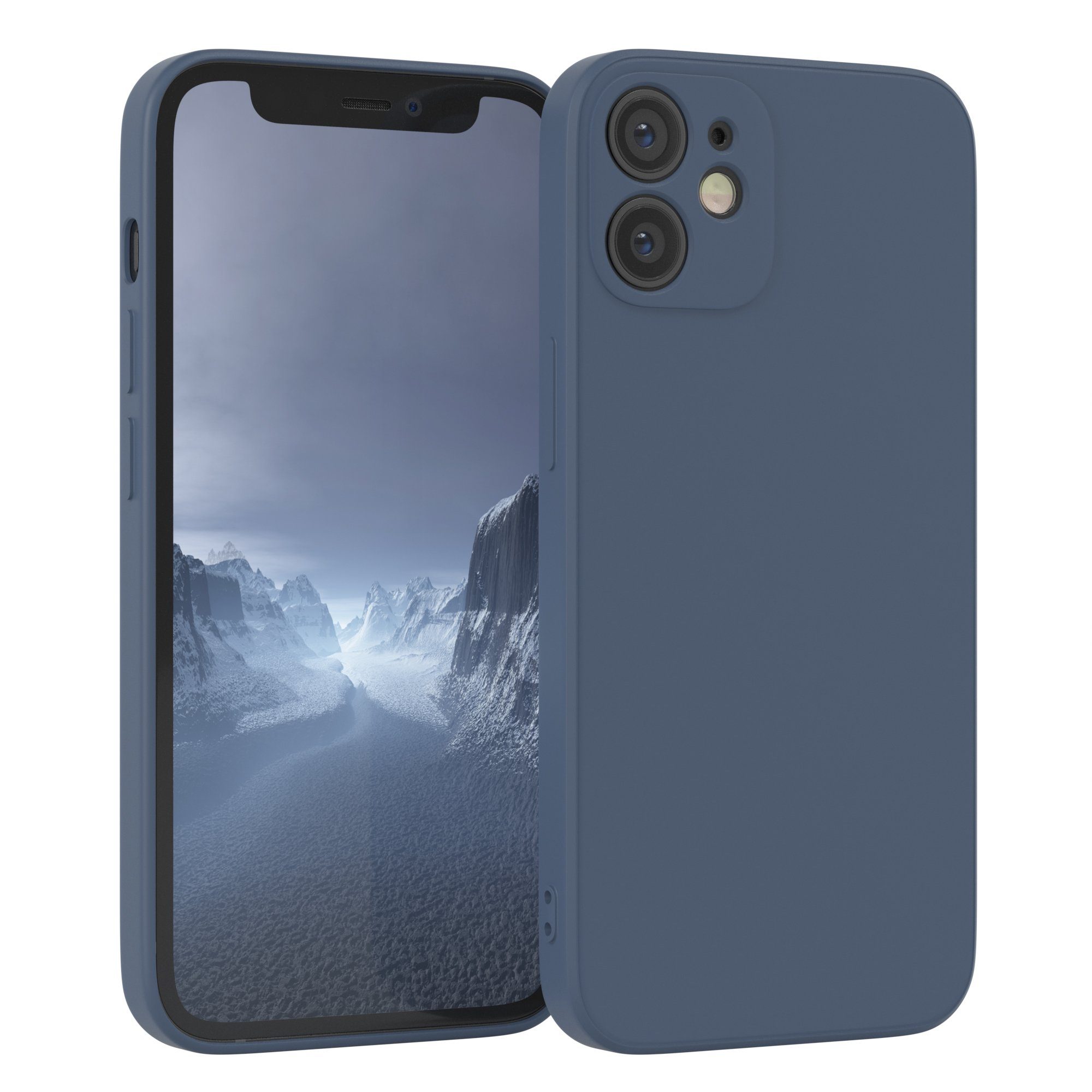 EAZY CASE Handyhülle für Apple iPhone 12 Mini Hülle Silikon 5,4 Zoll, Handy Softcase mattierte Silikonhülle Back Cover Soft Blau / Petrol