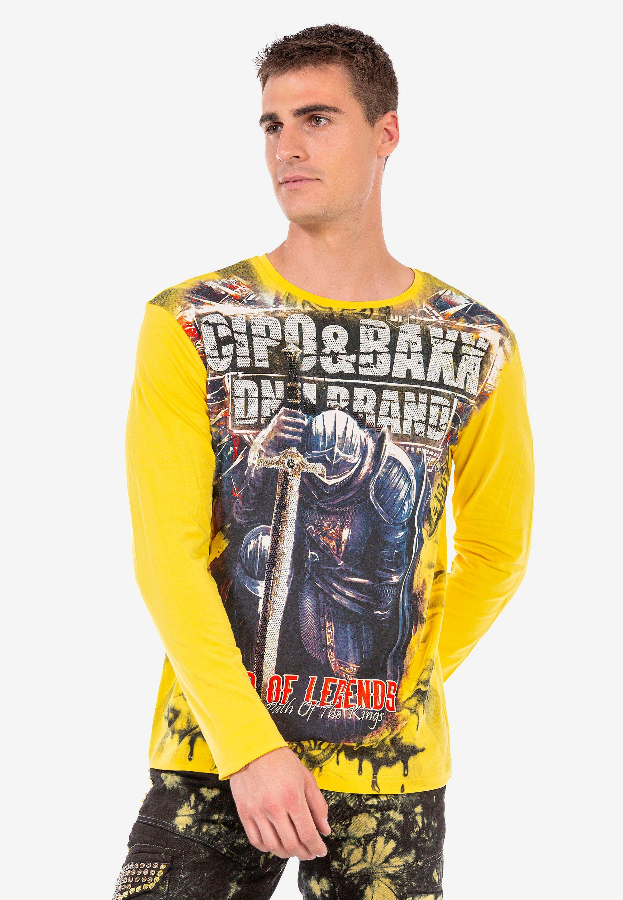 Cipo & Baxx Langarmshirt in Look coolem gelb