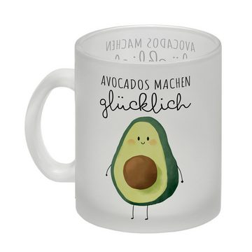 speecheese Tasse Niedliche Avocado Glas Tasse mit Spruch Avocados machen glücklich