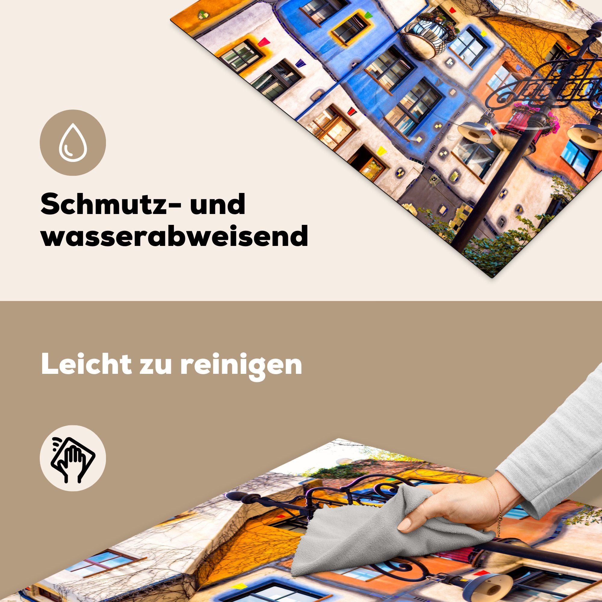 MuchoWow Herdblende-/Abdeckplatte Farben für die 81x52 (1 cm, Wien, Vinyl, Haus tlg), Ceranfeldabdeckung küche, Induktionskochfeld Schutz - 