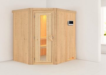 Karibu Sauna Laila, BxTxH: 196 x 170 x 198 cm, 68 mm, (Set) 3,6-kW-Plug & Play Ofen mit externer Steuerung