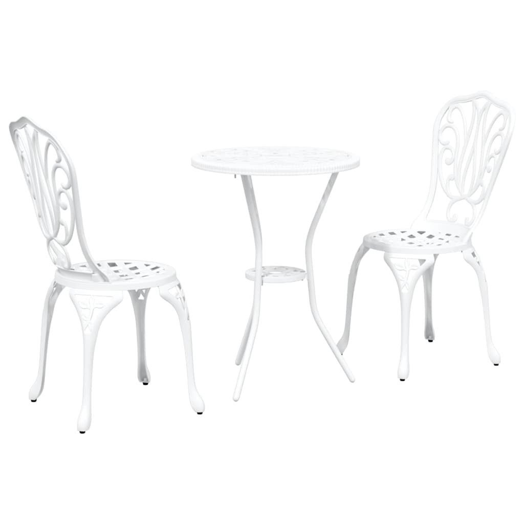 vidaXL Gartenlounge-Set Garten Bistro Set 3 Stk. Weiß Aluminium, (3-tlg)