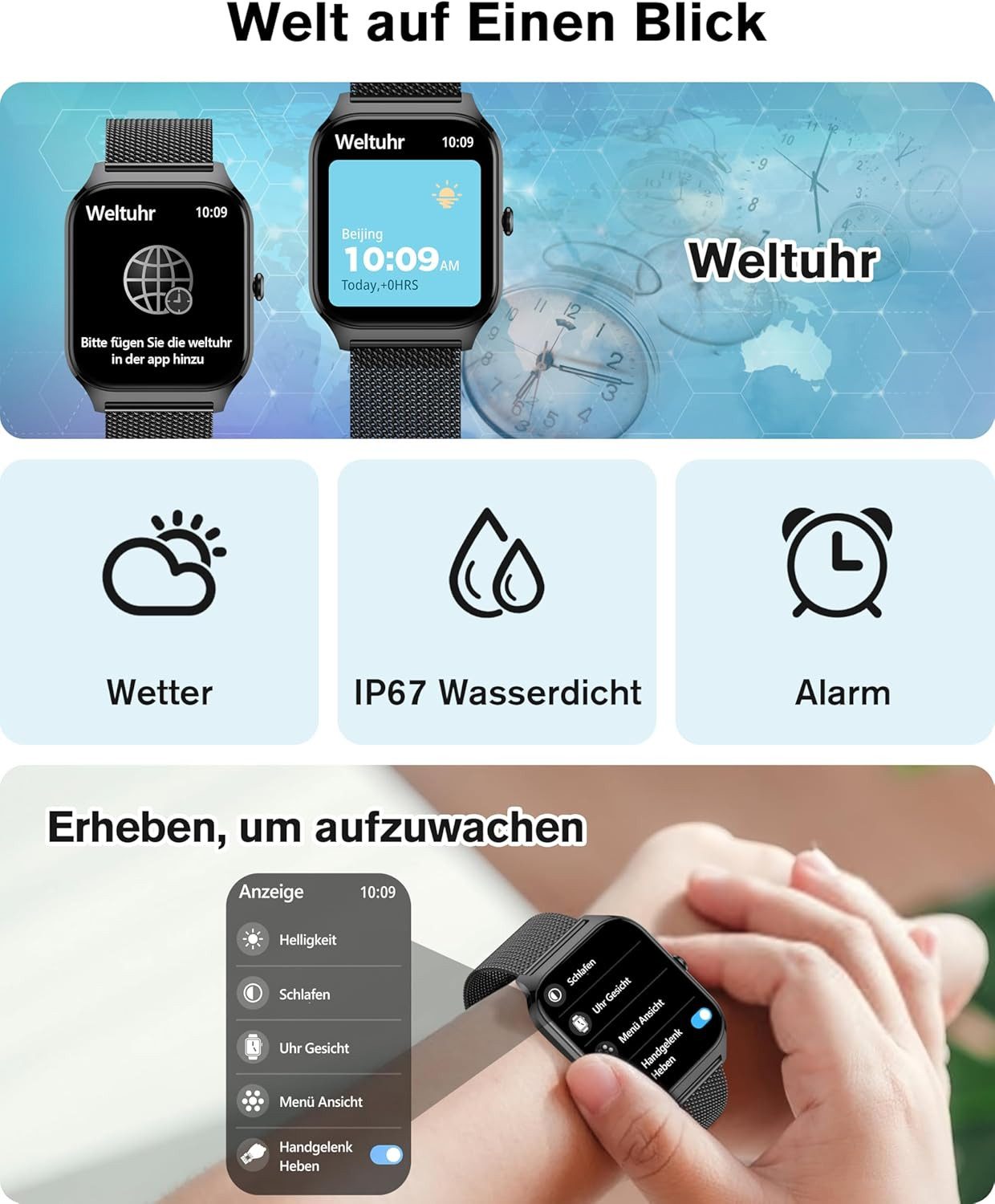 KALINCO Smartwatch (android ios), SMARTWATCH MIT KÜNSTLICHER INTELLIGENZ BLUETOOTH ANRUFEN