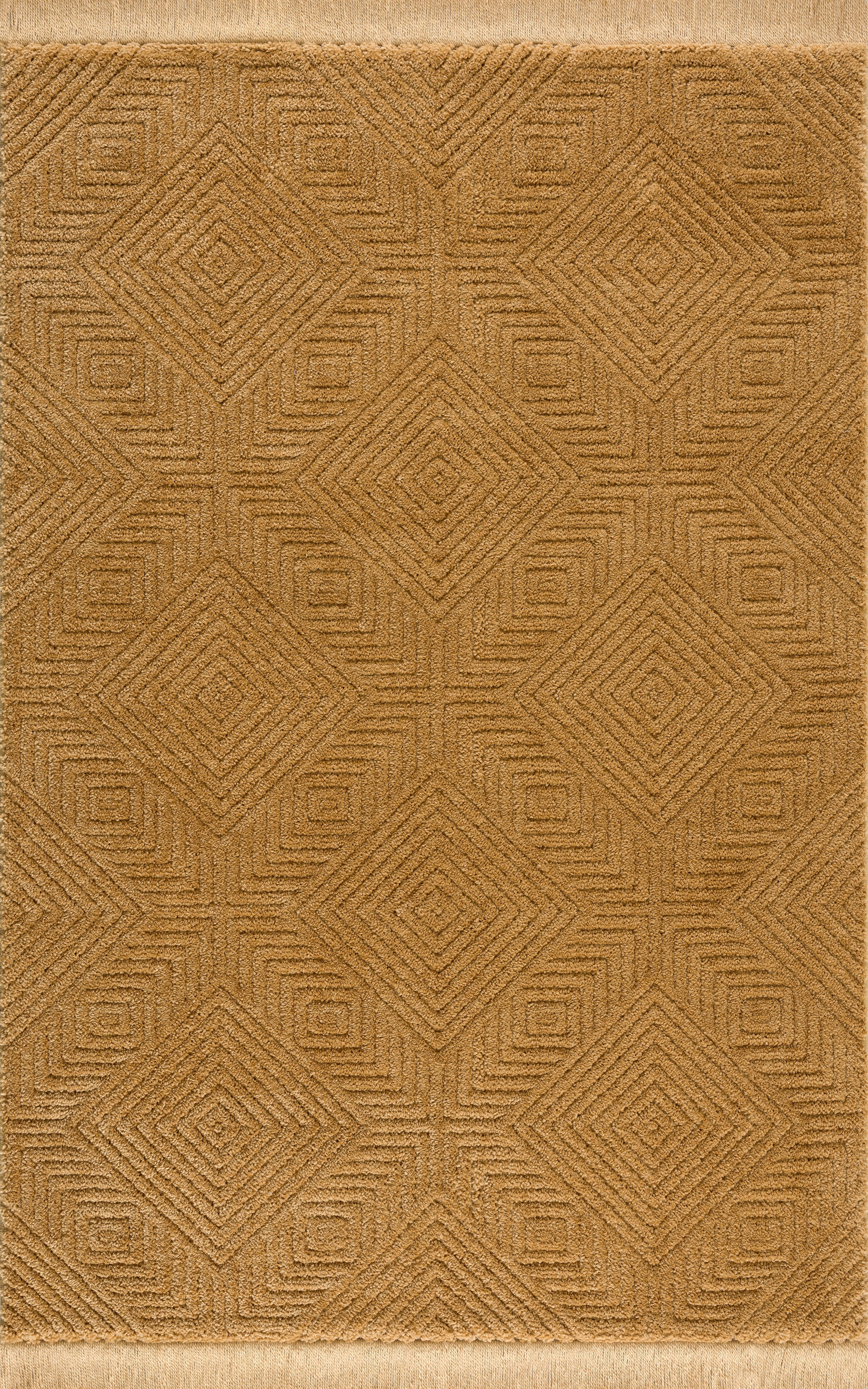 mm, Teppich Fransen grafisches im rechteckig, Höhe: 3D-Effekt, Duchesse, mit Leonique, 22 Design, Boho, Wende-Teppich gelb