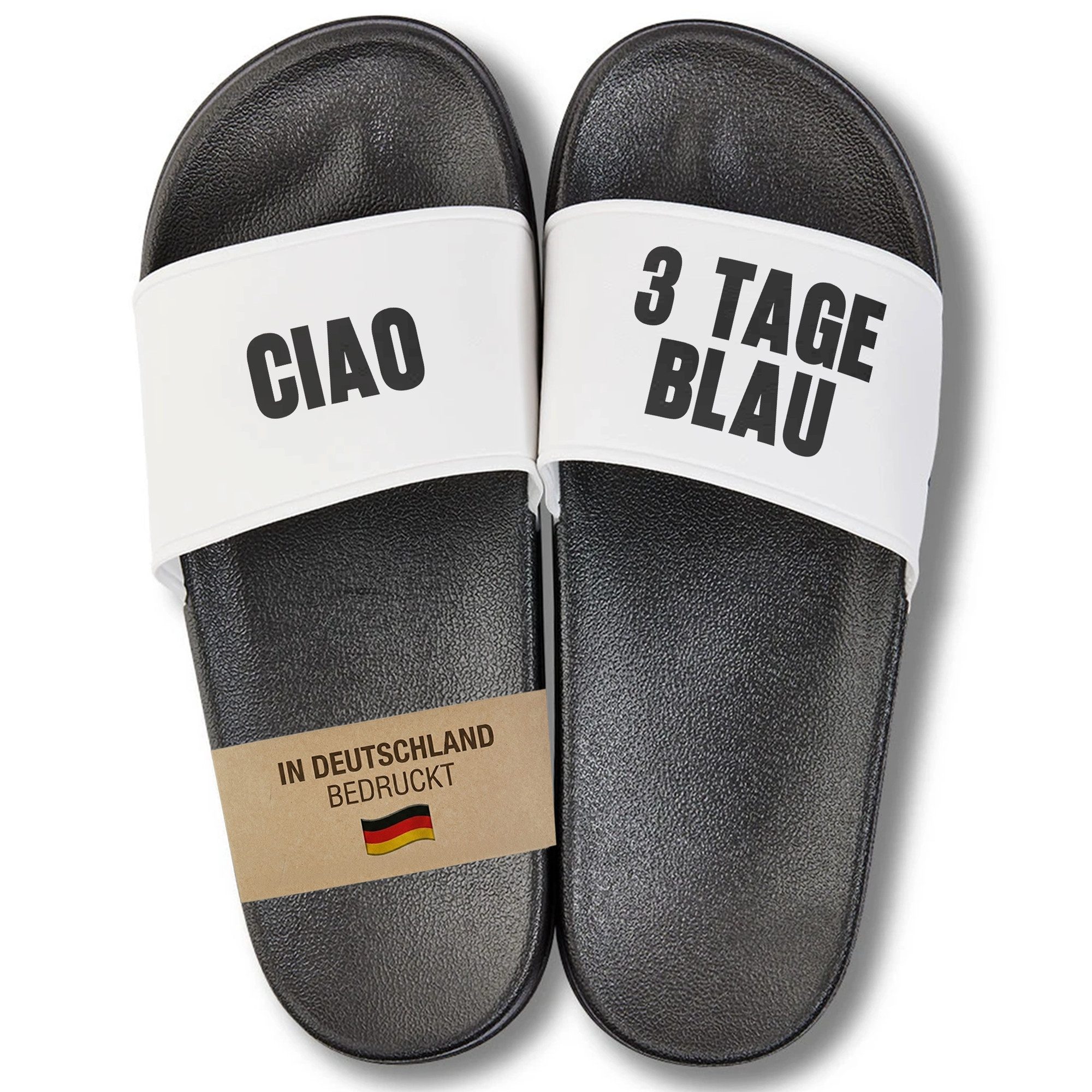 22Feels Geschenk Badelatschen Herren lustig Malle Urlaub Spruch Ciao 3 Tage Badepantolette IN DEUTSCHLAND BEDRUCKT