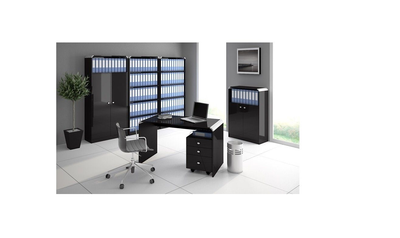 designimpex Couchtisch Schreibtisch Bürotisch HB-111 Schwarz Hochglanz 100cm Home Office