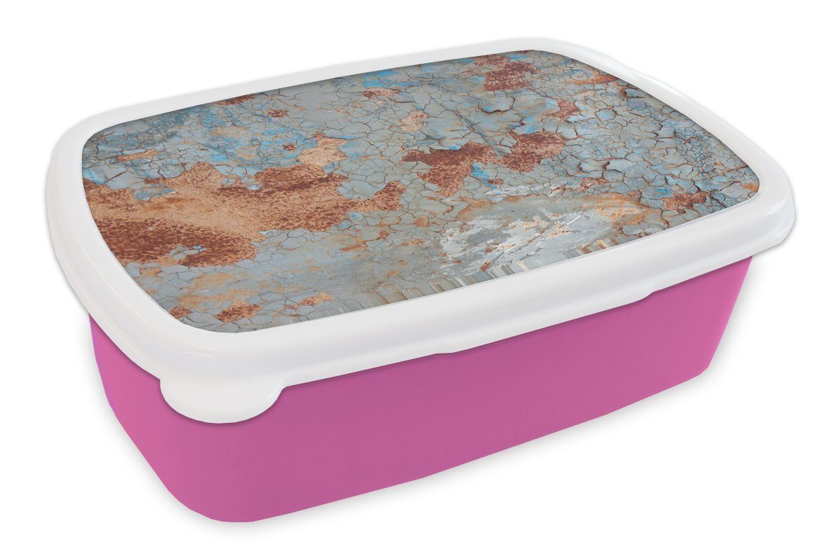 MuchoWow Lunchbox Farbe - Rost - Metall, Kunststoff, (2-tlg), Brotbox für Erwachsene, Brotdose Kinder, Snackbox, Mädchen, Kunststoff rosa