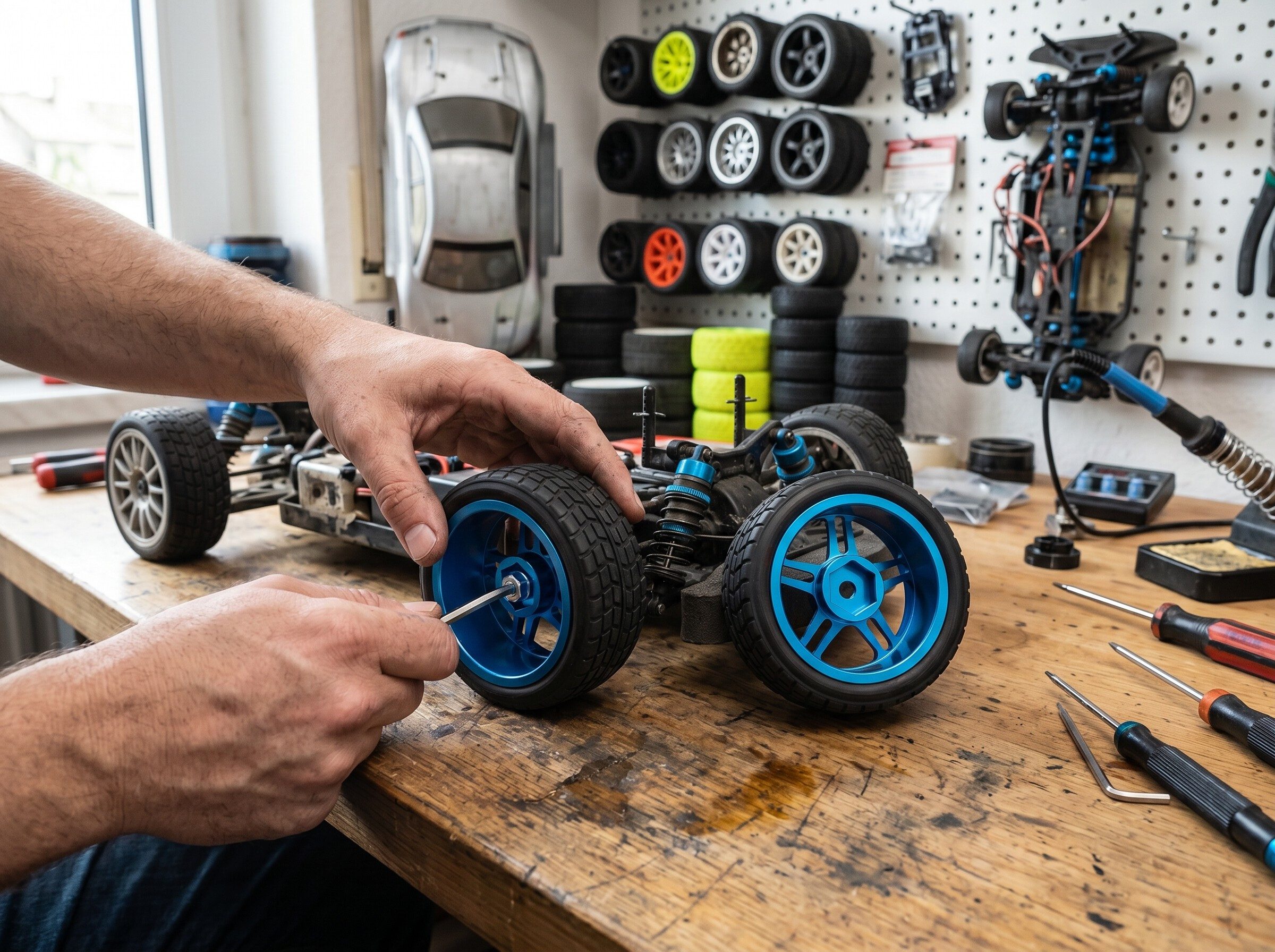 GARRYFIZH RC-Auto RC Auto Reifen 1/10 Alu Felgen Blau 12mm Hex für Onroad Glattbahn (Set), 2er Set ZD Racing Komplettschmuck Upgrade Räder für HSP Traxxas
