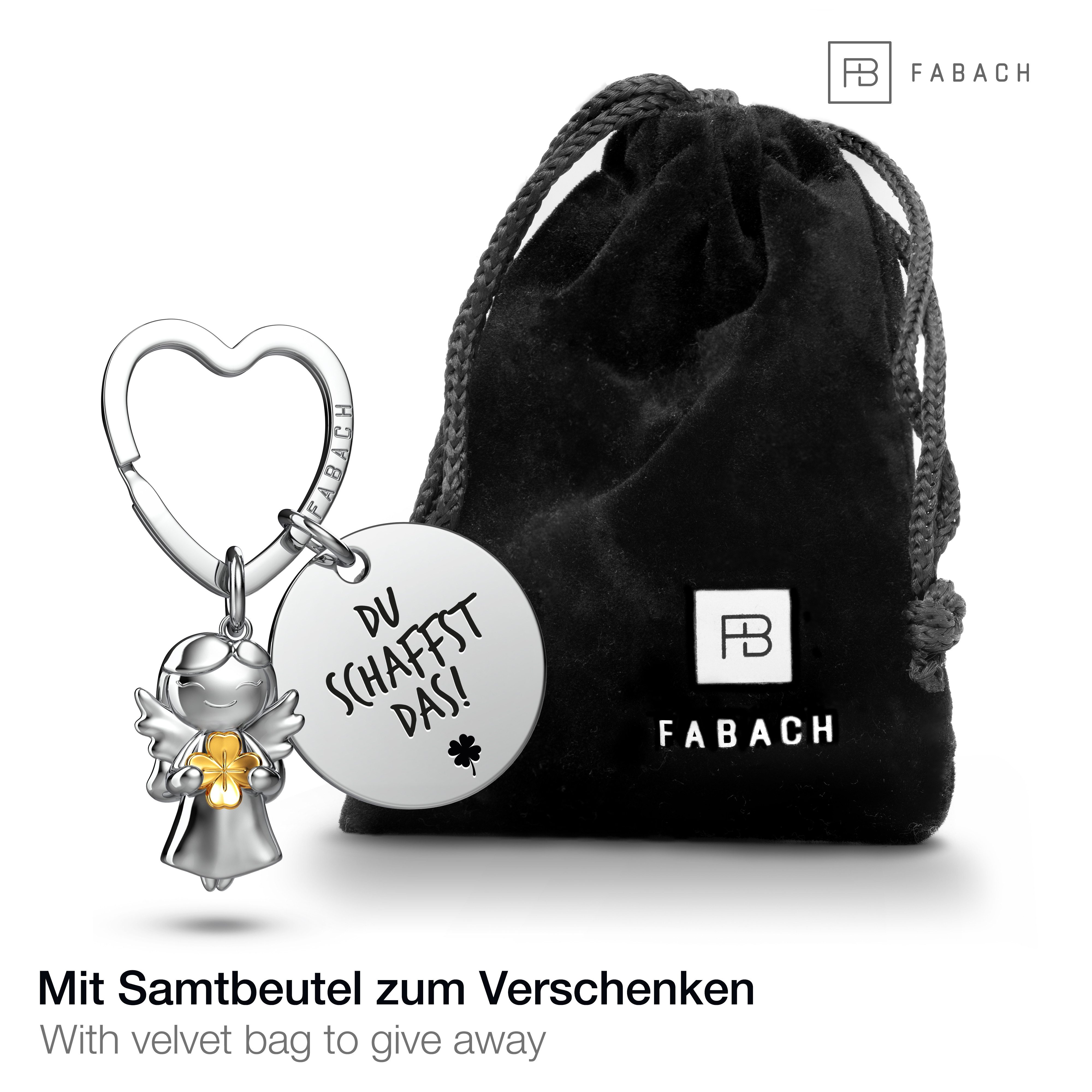 FABACH Schlüsselanhänger Schutzengel Star mit Kleeblatt & "Viel Glück" Grav günstig online kaufen