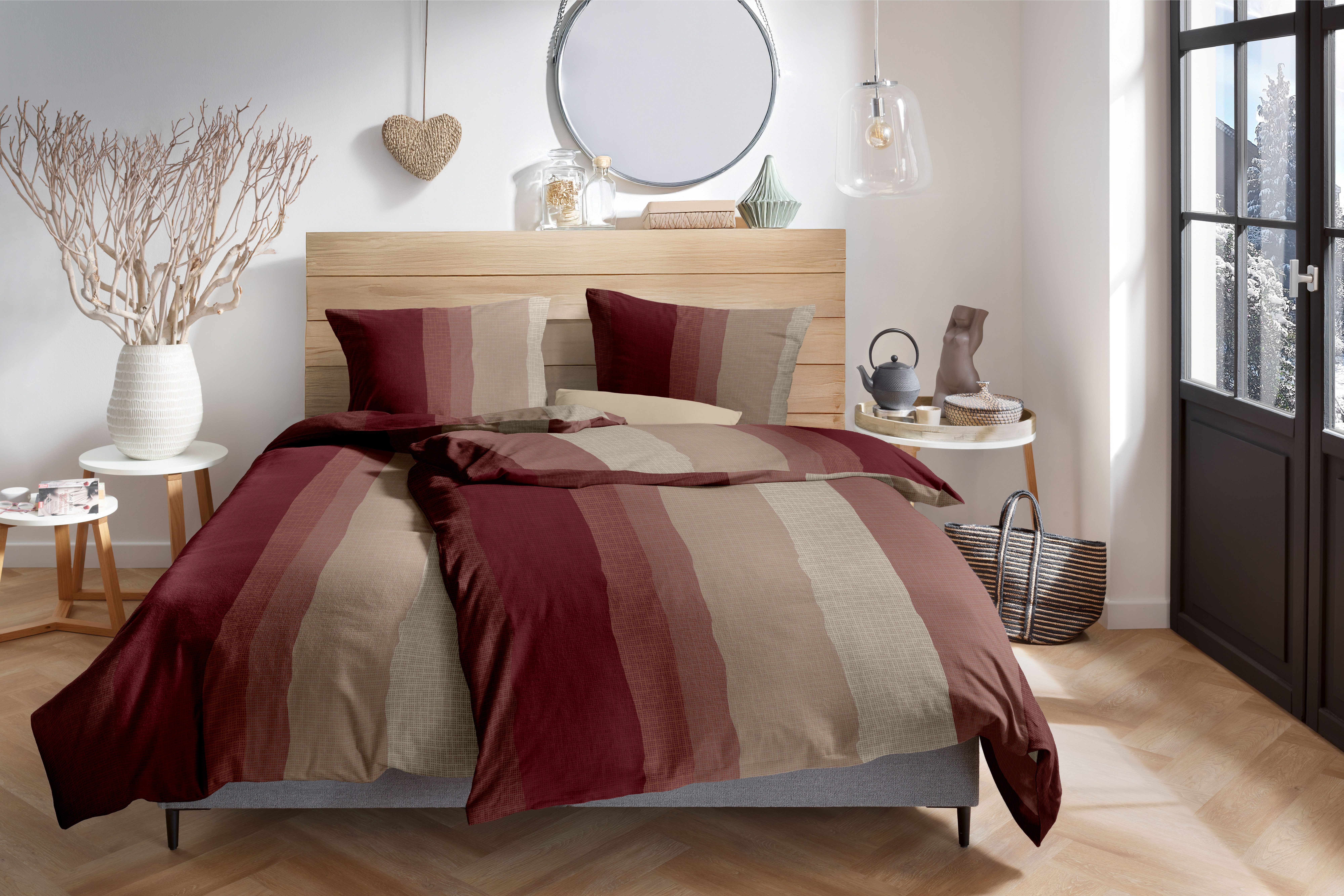 Primera Bettwäsche Pixelstripe, Biber, 2 teilig, 100 % Baumwolle Standard 100 nach Öko-Tex