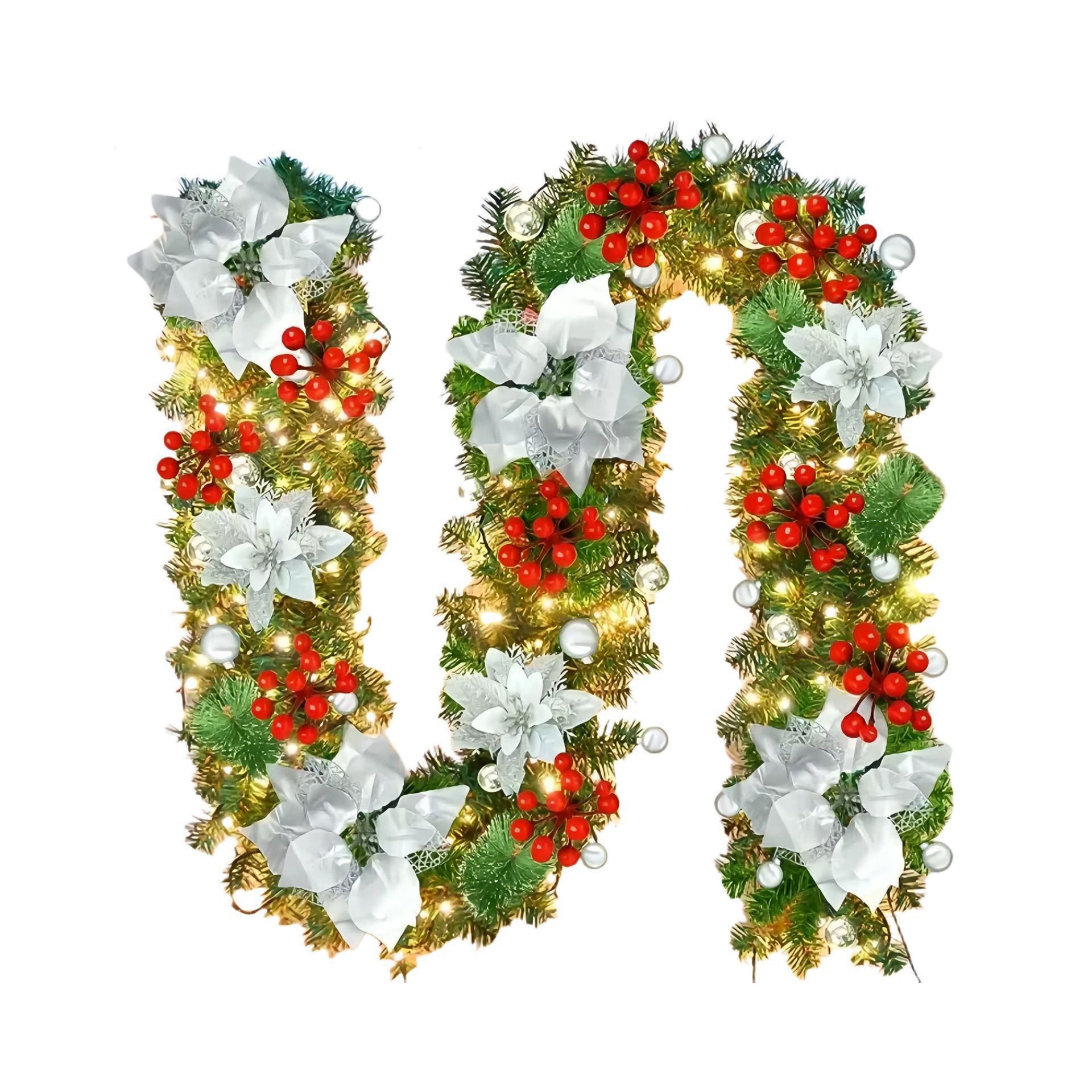 Kunstgirlande Weihnachtsgirlande Geschmückt mit LED Lichtern, günstig online kaufen