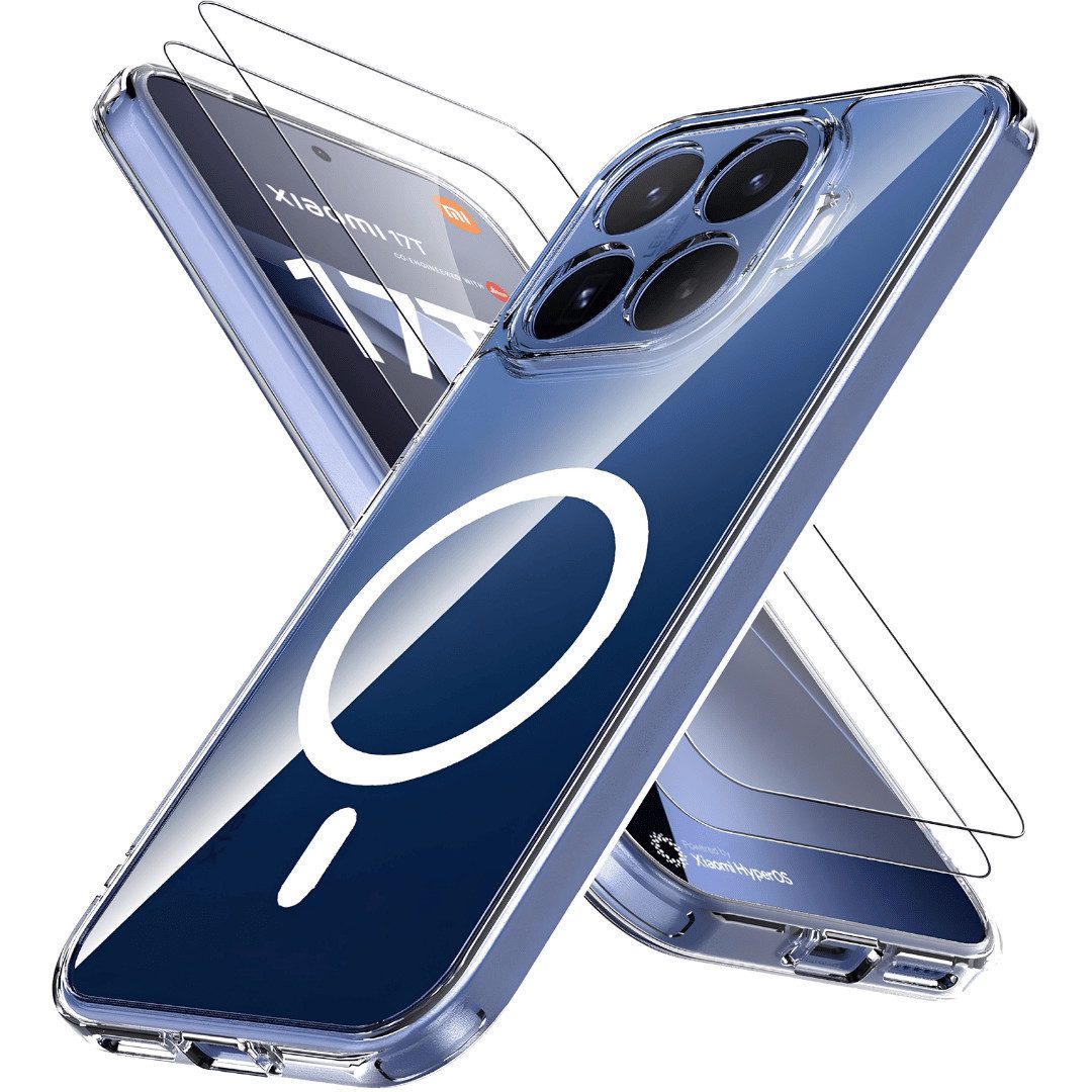SmartUP Smartphone-Hülle + 2X Schutzglas für Xiaomi 17T MagSafe Case Display Full Cover Screen 6,59 Zoll, kompletter Rundumschutz