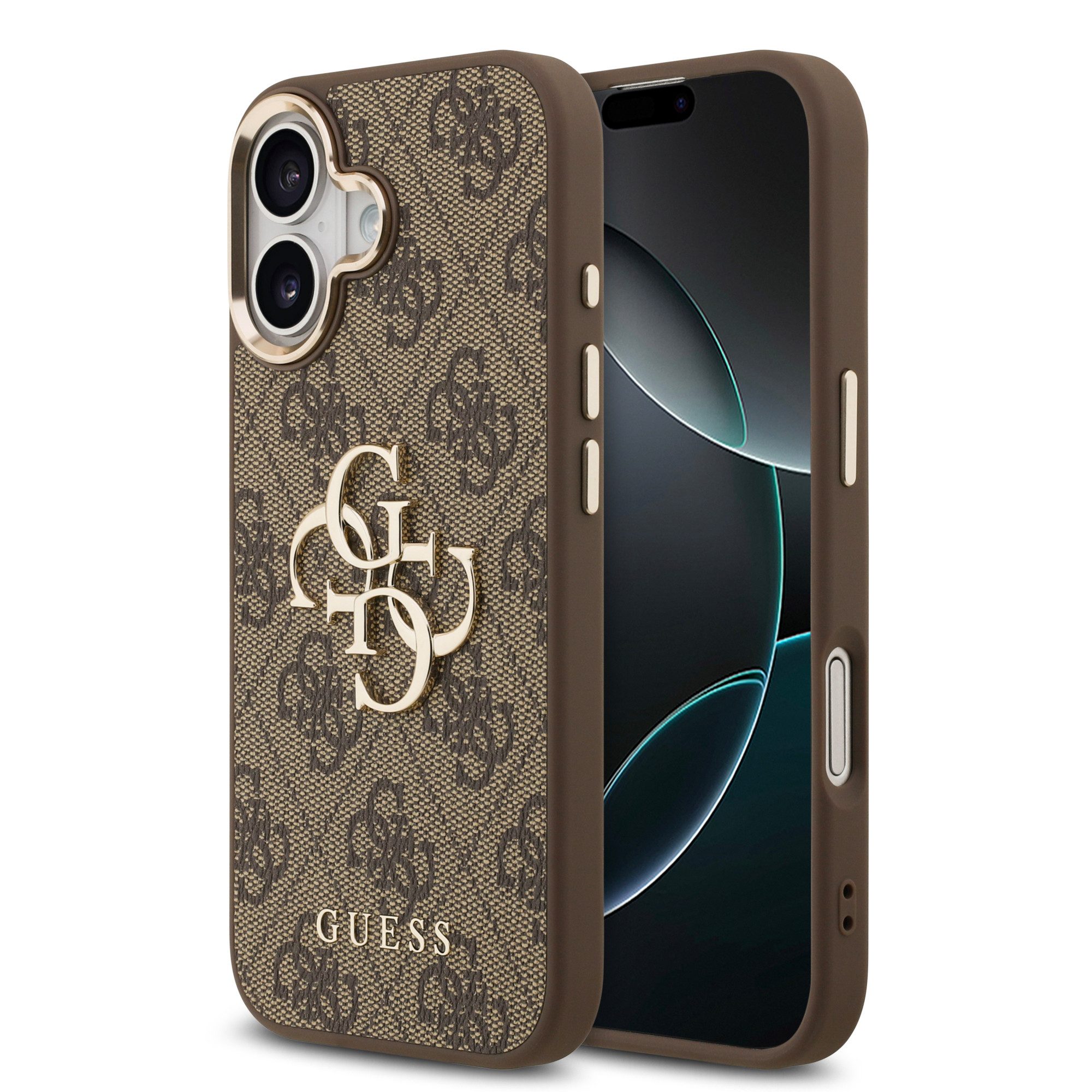 CG MOBILE Guess IPhone 15 Pro Hülle - Perforiertes PU-Leder Mit 4G Glitzer, Schwarz