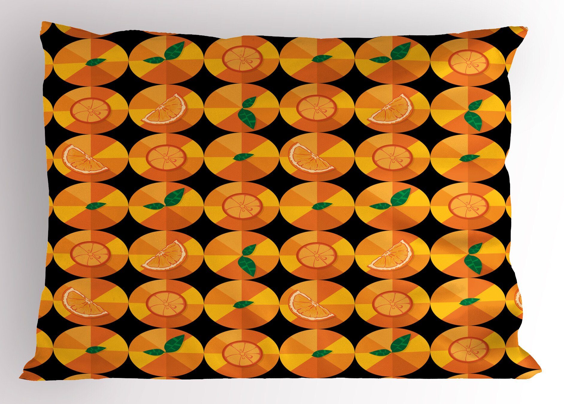 Size Tangerine Stück), Citrus Kopfkissenbezug, Kunst Abakuhaus Gedruckter Dekorativer Orange Töne Kissenbezüge (1 Standard