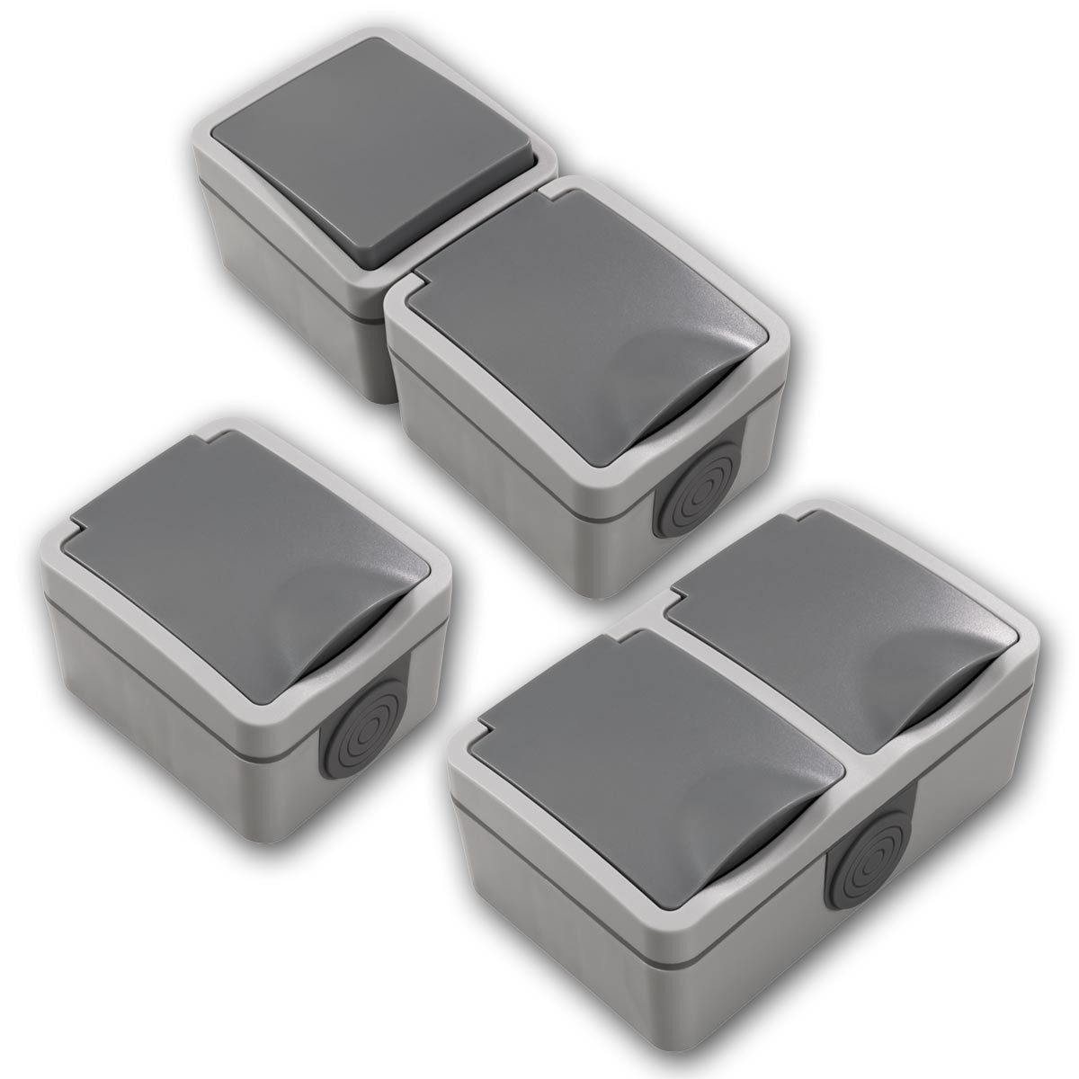 McPower Aufputz-Steckdose FIX Set "Flur" 4-teilig IP54 230V~ Steckanschluss