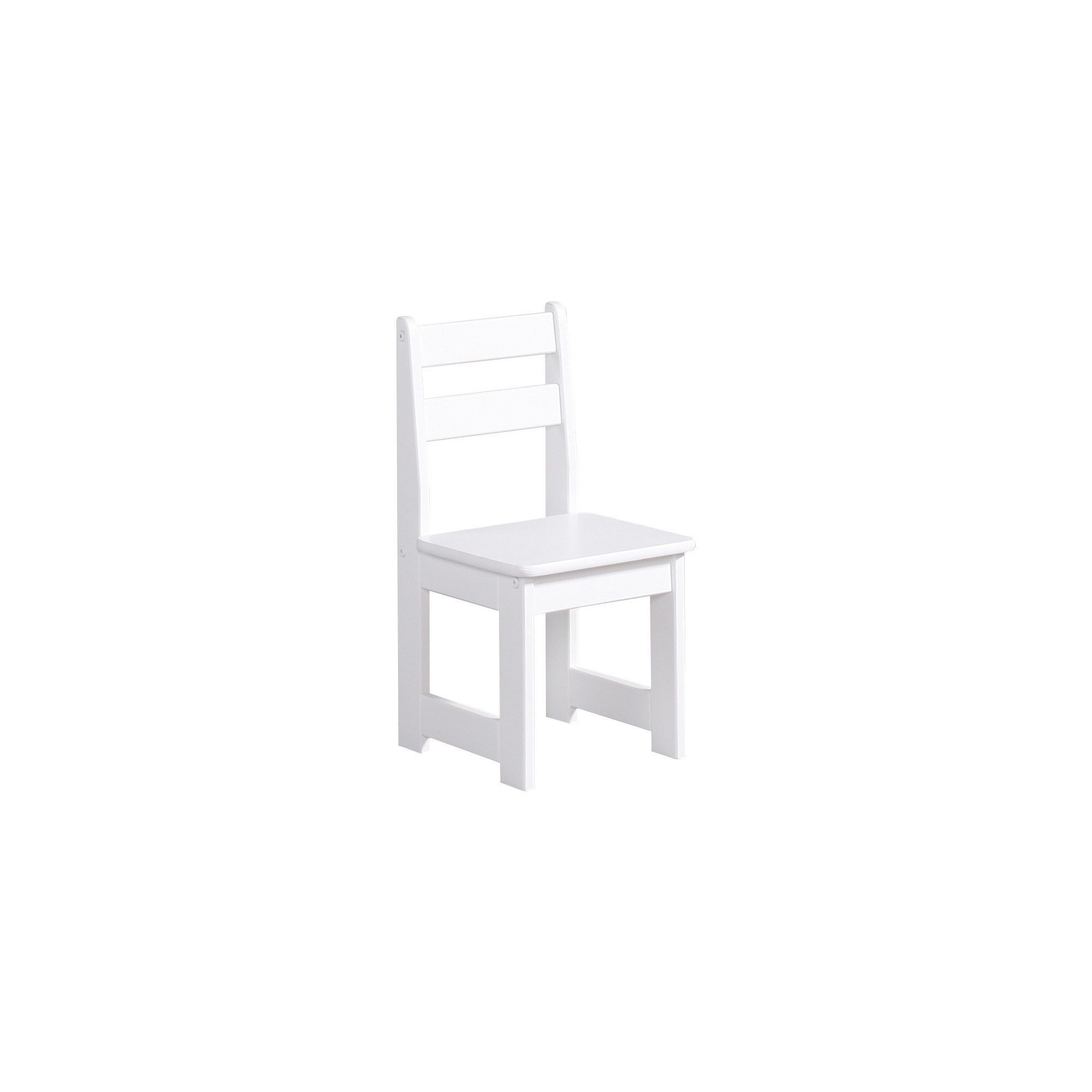 Raumhirsch Furniture Kinderstuhl Universeller Kinderstuhl aus Massivholz in Weiß (Maße: 29 x 31 x 57 cm (Einfache Montage, massives Kiefernholz), Ideal zum Spielen, Malen, Basteln und Lesen, Sitzhöhe 29 cm