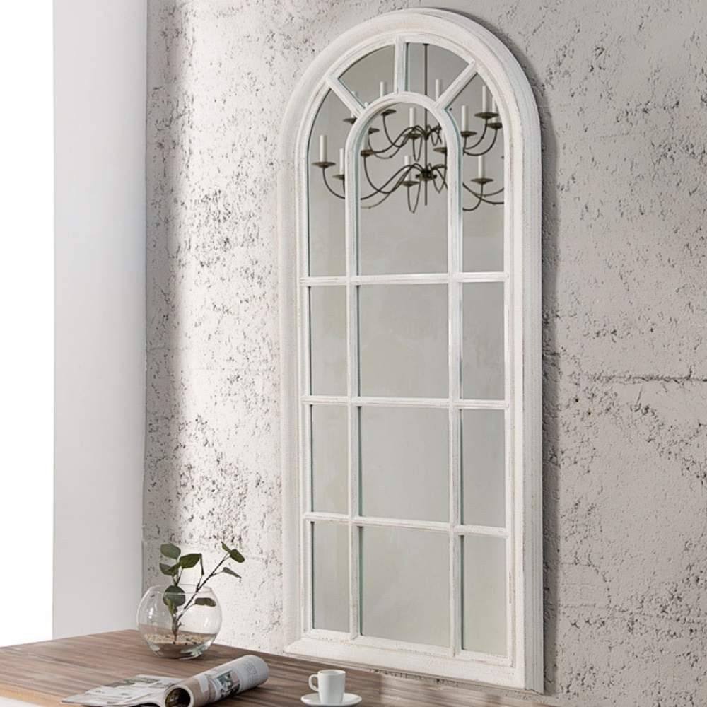 LebensWohnArt Wandspiegel Shabby Chic Rundbogen-Fenster-Spiegel 140cm günstig online kaufen