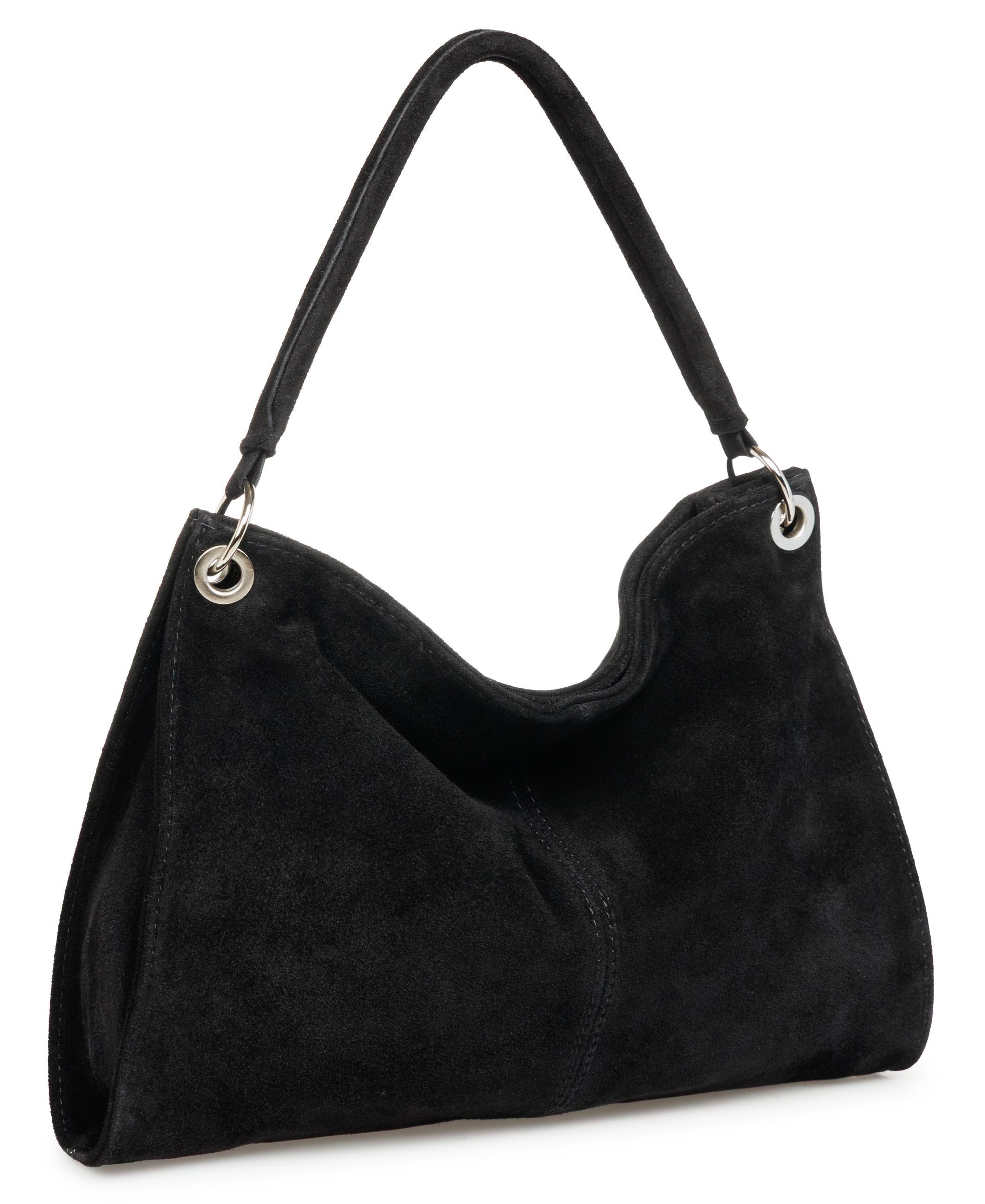 Caspar Schultertasche Damen Veloursleder Handtasche Klassisch - PREMIUM LINE - Modell No.838, 100% italienisches Leder, samtig weich, angenehmer Tragekomfort – Bild 4 von 5