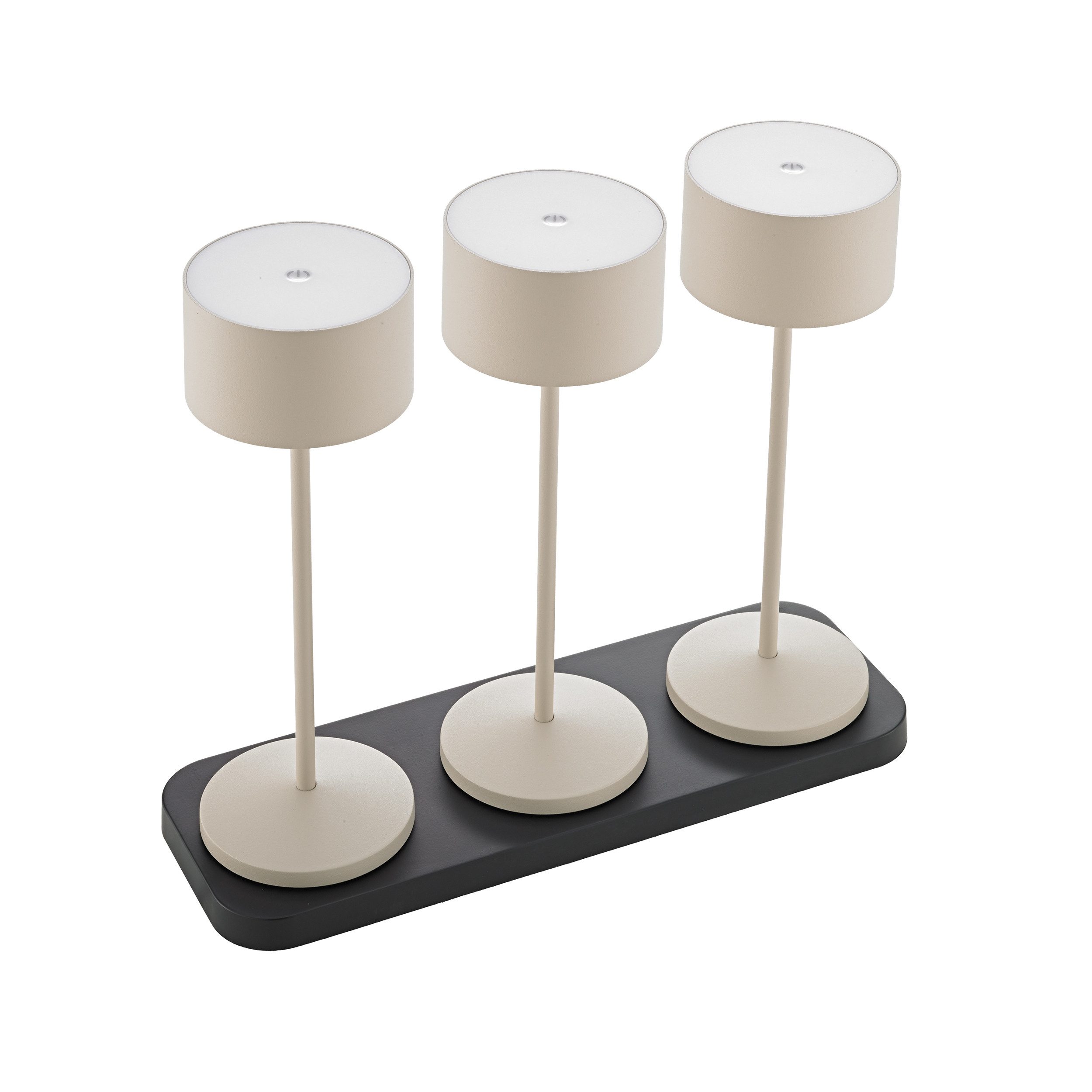 SIGOR LED Tischleuchte Akku-Tischleuchte 3er Set, LED fest integriert, Warmweiß