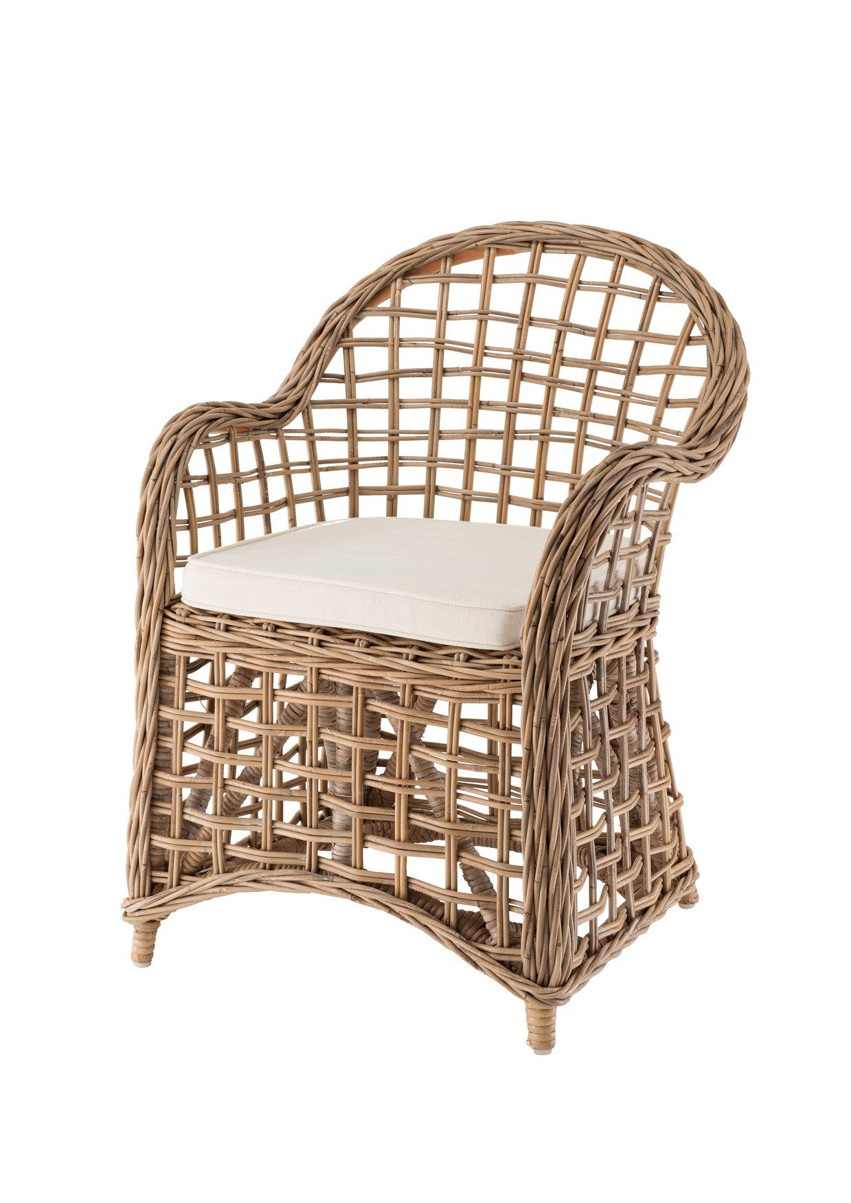 More2Home Rattanstuhl Rattan-Sessel DUSA, grau-washed, mit Kissen