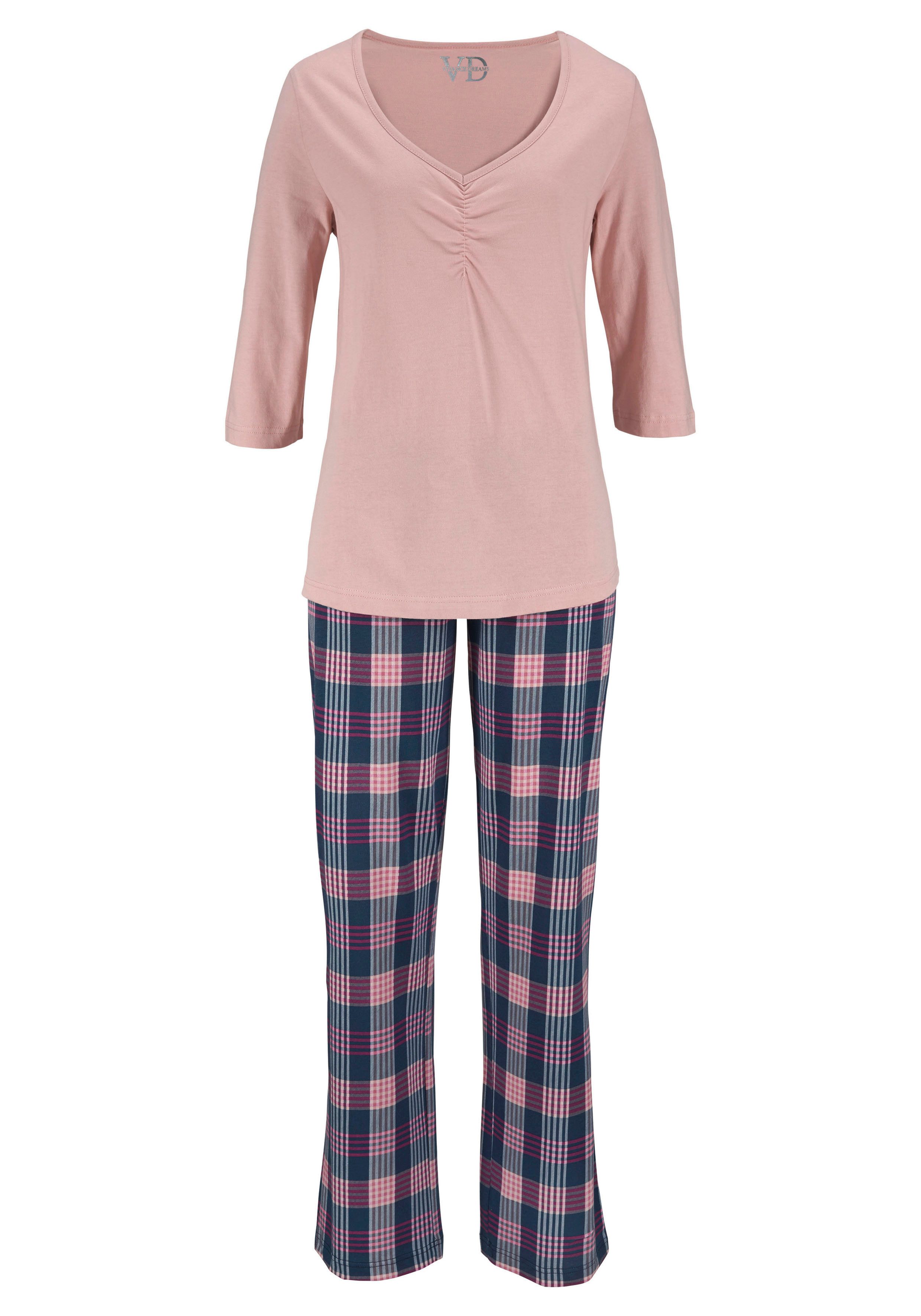 Vivance Dreams Pyjama (2 tlg., mit 1 Stück) Muster Karo