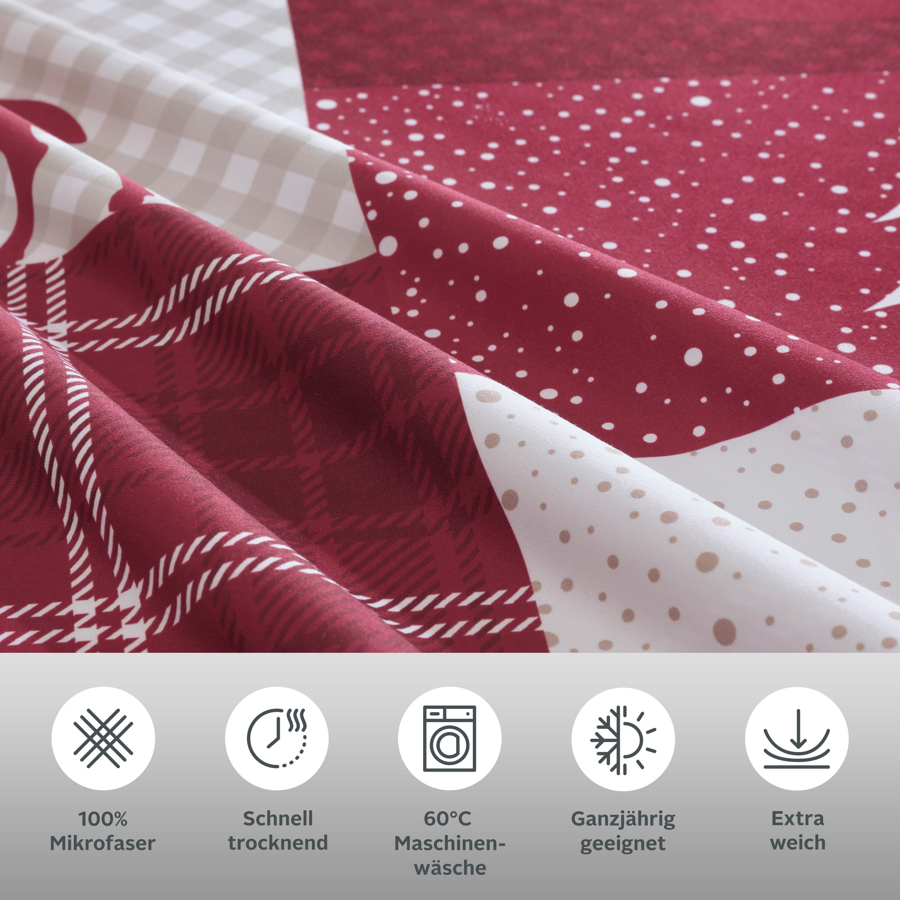 OTTO home Bettwäsche Nicholas, Microfaser, 2 teilig, Weihnachtsbettwäsche, Winter, in 3 Qualitäten verfügbar