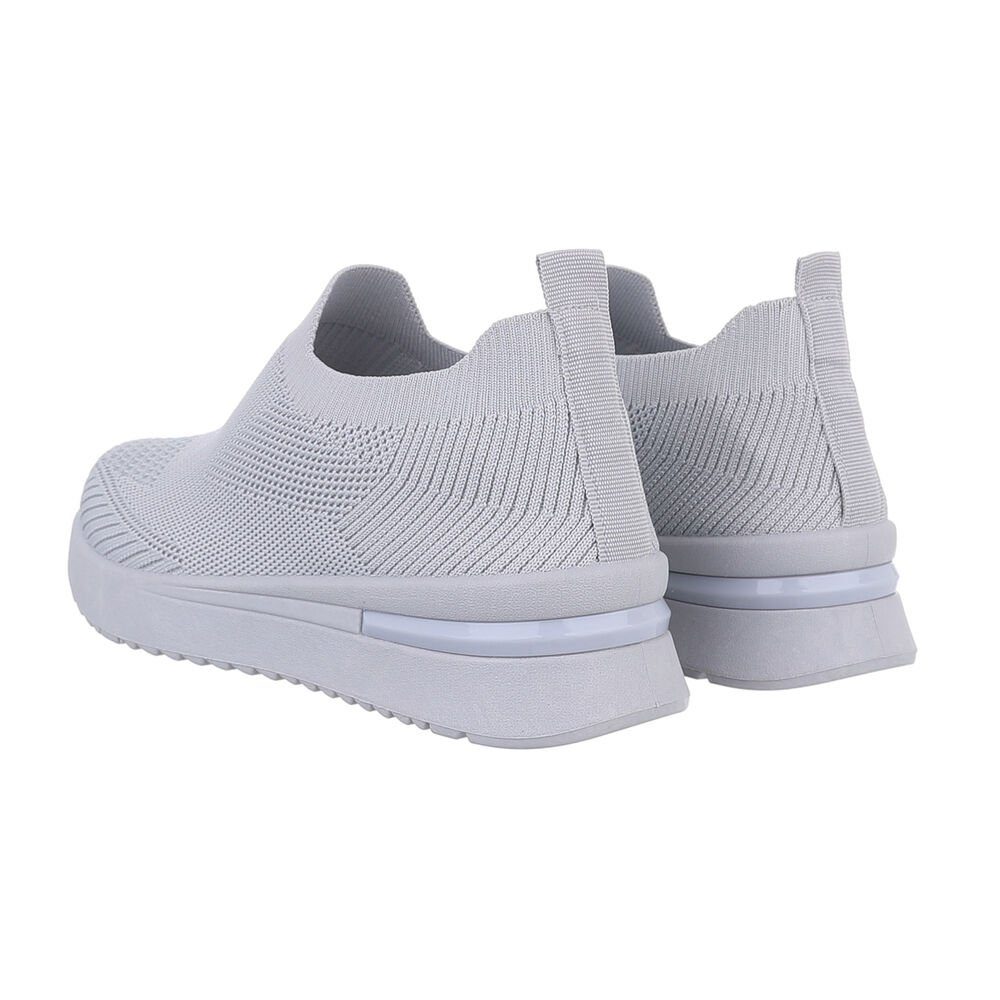 Ital-Design Damen Low-Top Freizeit Sneaker (85878504) Keilabsatz/Wedge Sneakers Low in Grau