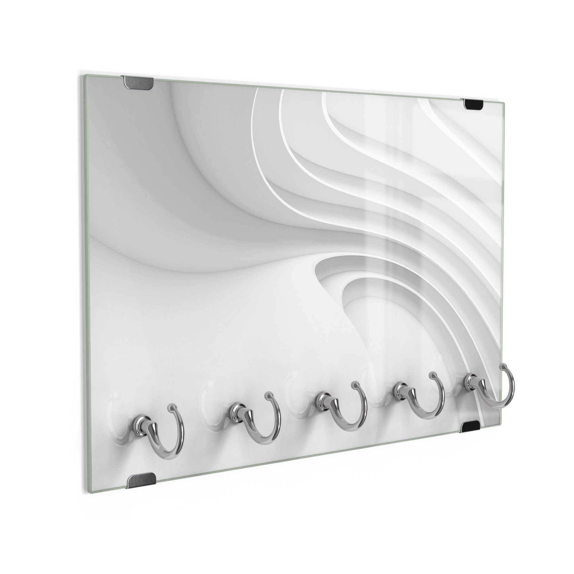 DEQORI Schlüsselbrett 'Fließende Lamellenlinien', (1 St), Schlüsselhalter Schlüssel Haken Schlüsselboard modern Schlüsselleiste