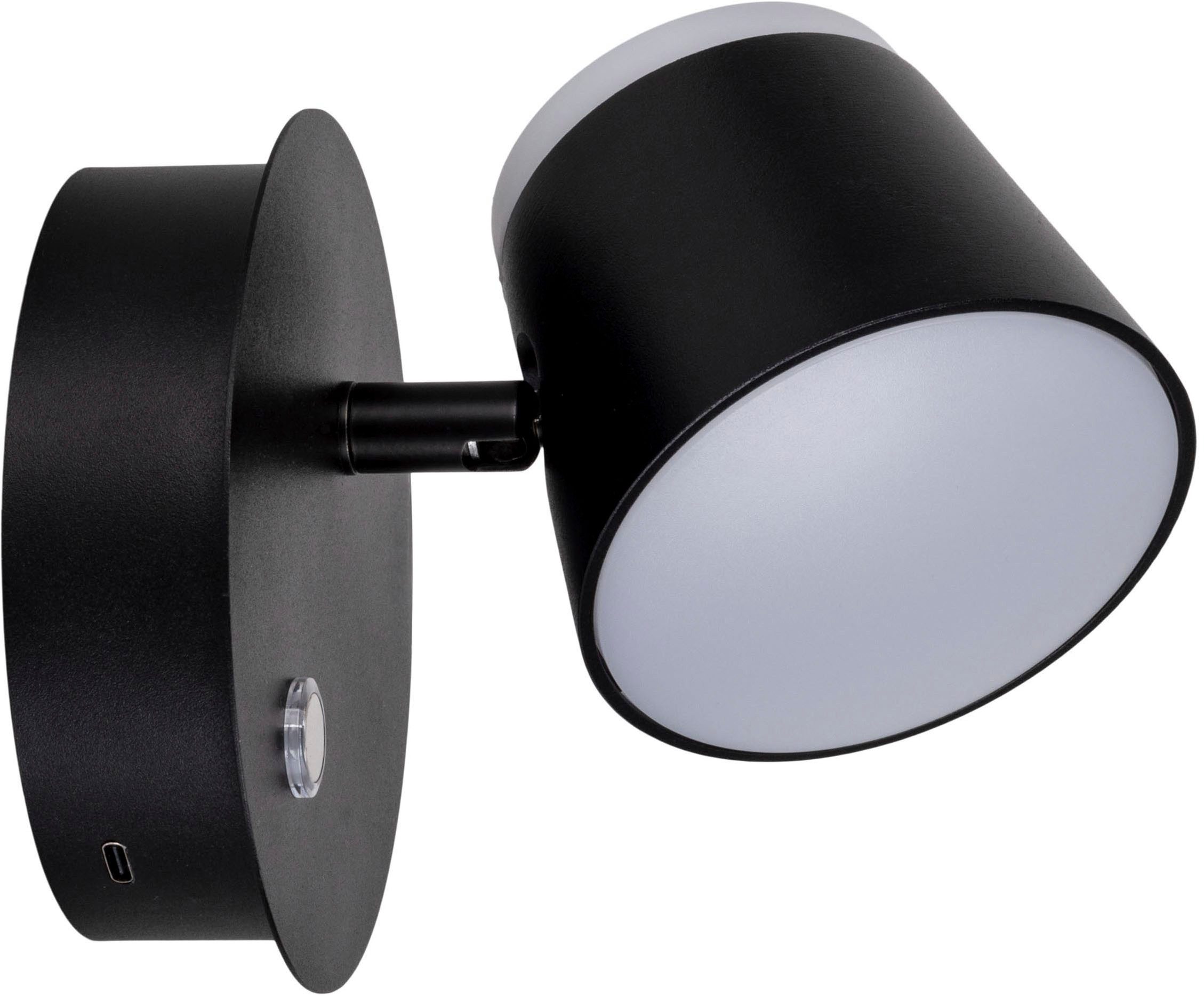 näve LED Wandleuchte Tondo, Dimmfunktion, Memoryfunktion, USB-Ladefunktion, LED fest integriert, Warmweiß, magnetisch, Akku Aufladung per USB-C Kabel, dimmbar per touch, Memory
