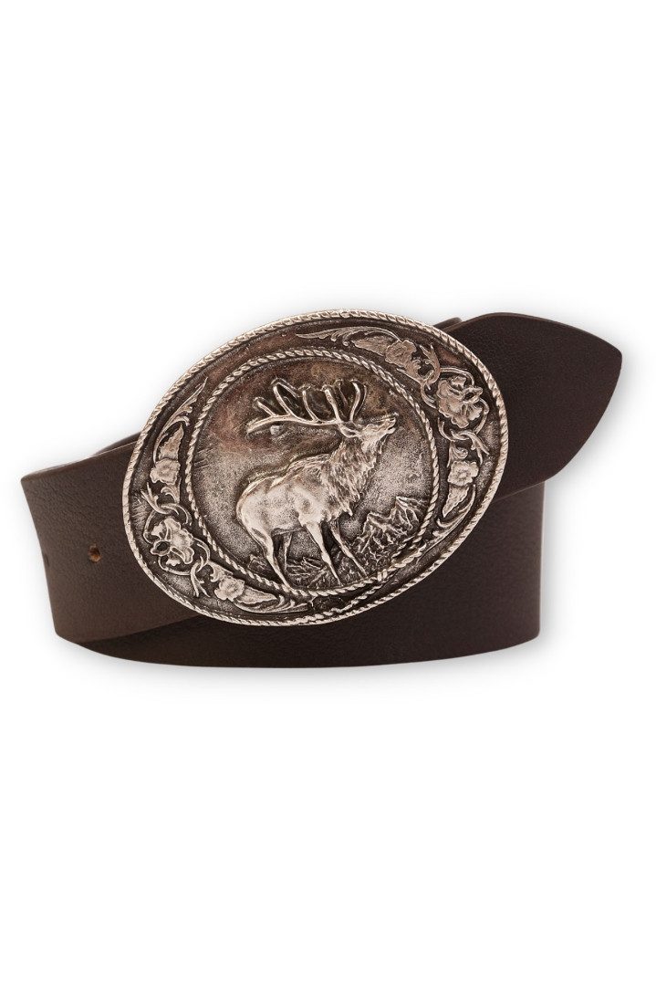 CASSANDRA Ledergürtel Trachtengürtel - SILBERHIRSCH - dunkelbraun günstig online kaufen