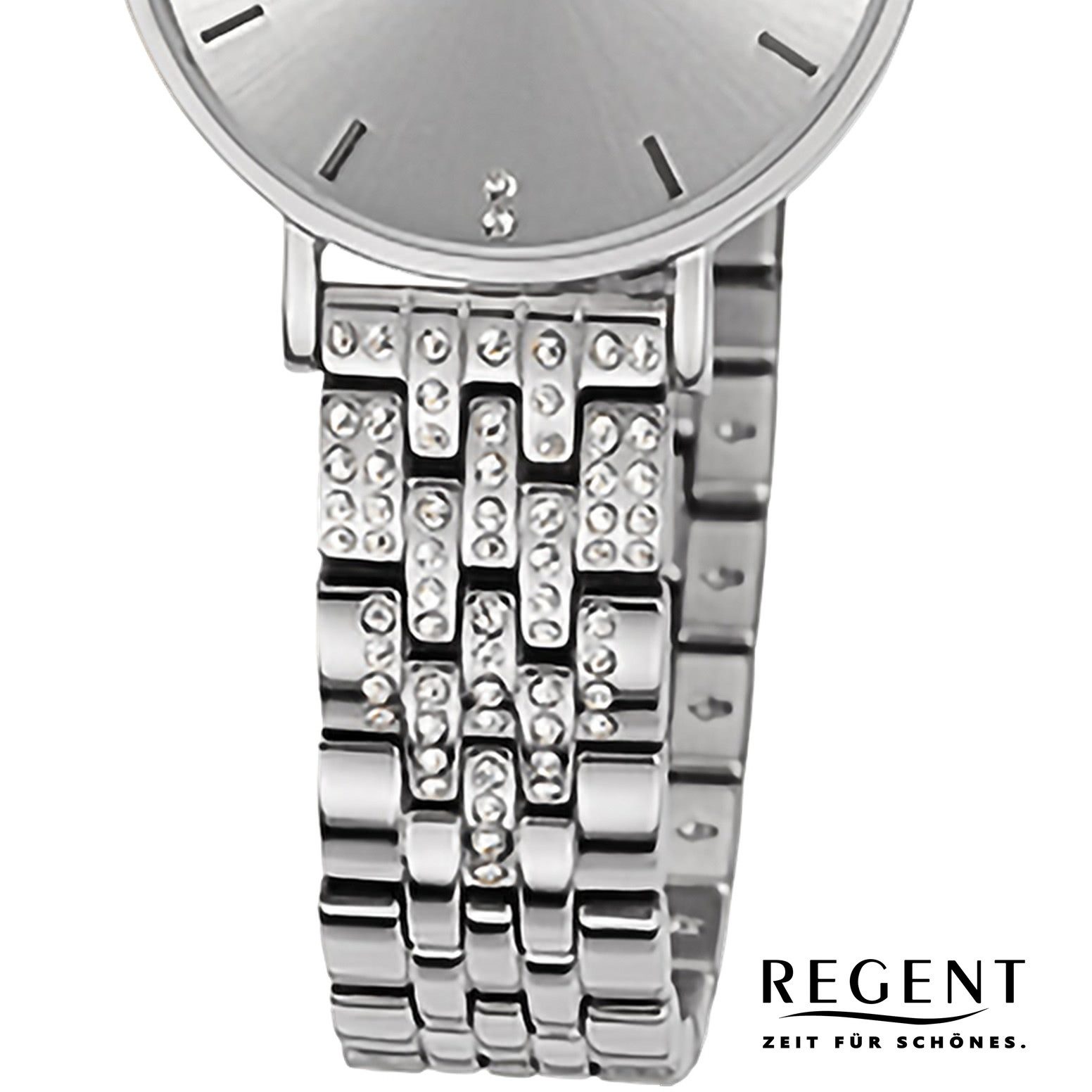 Regent Quarzuhr Regent Damenuhr Edelstahl-Armbanduhr, (Analoguhr), Damenuhr rund, klein (ca. 28mm) Metallarmband, Casual-Style