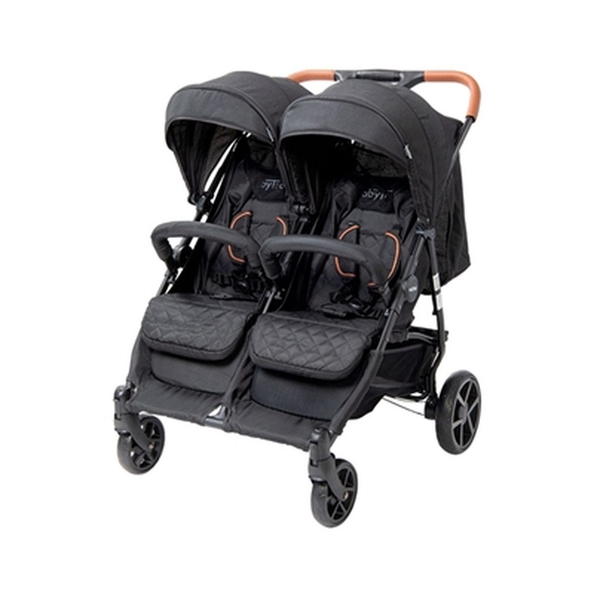 Babytrold Zwillingsbuggy OS2 Zwillingsbuggy Olive, verstellbar, pannensichere Räder, Großer Einkaufskorb, viel Stauraum