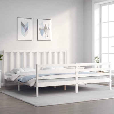 furnicato Bett Massivholzbett mit Kopfteil Weiß