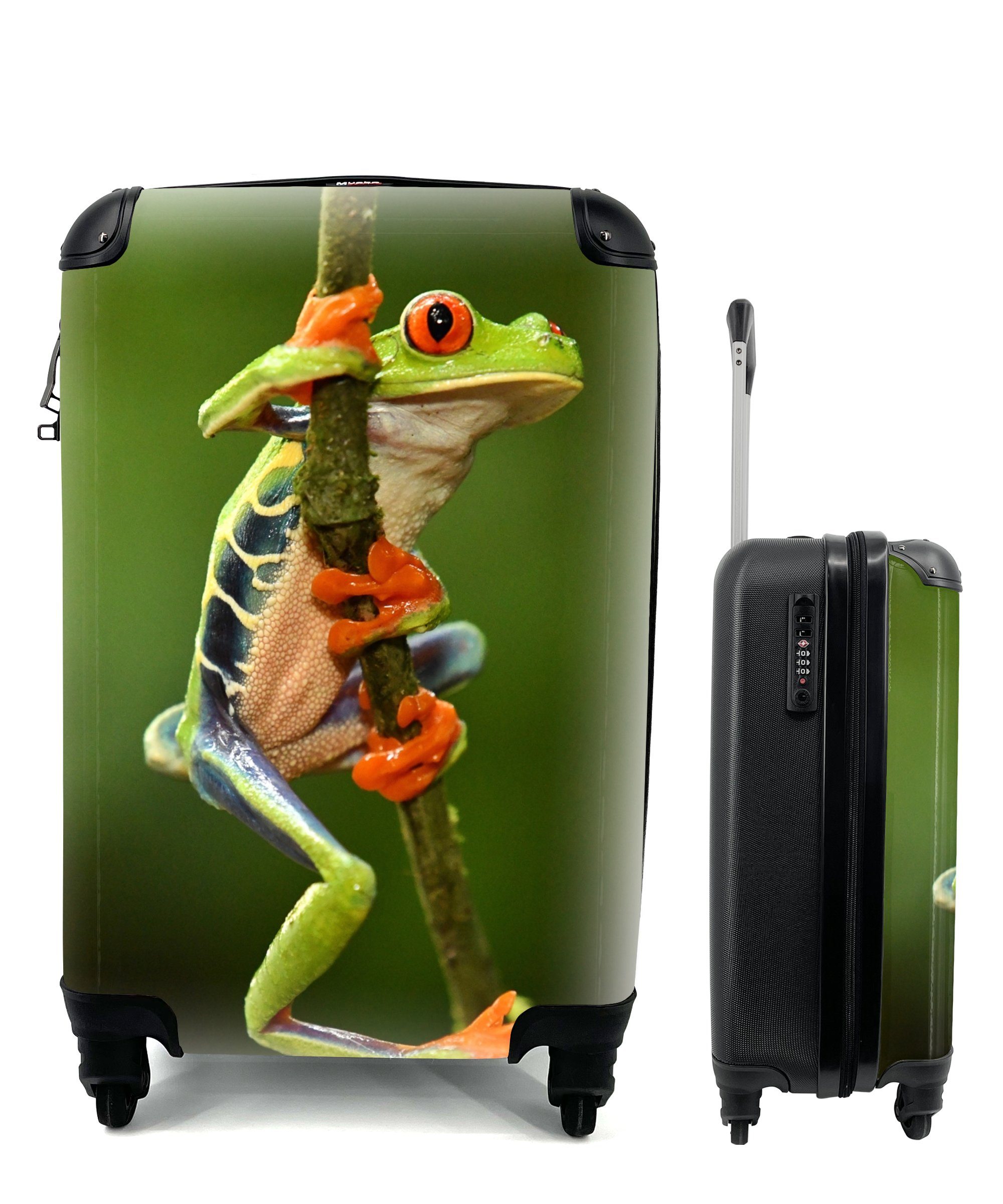 MuchoWow 4 Reisetasche Handgepäckkoffer Dschungel, im Reisekoffer Ferien, Rotaugenlaubfrosch Trolley, rollen, Handgepäck für Rollen, mit