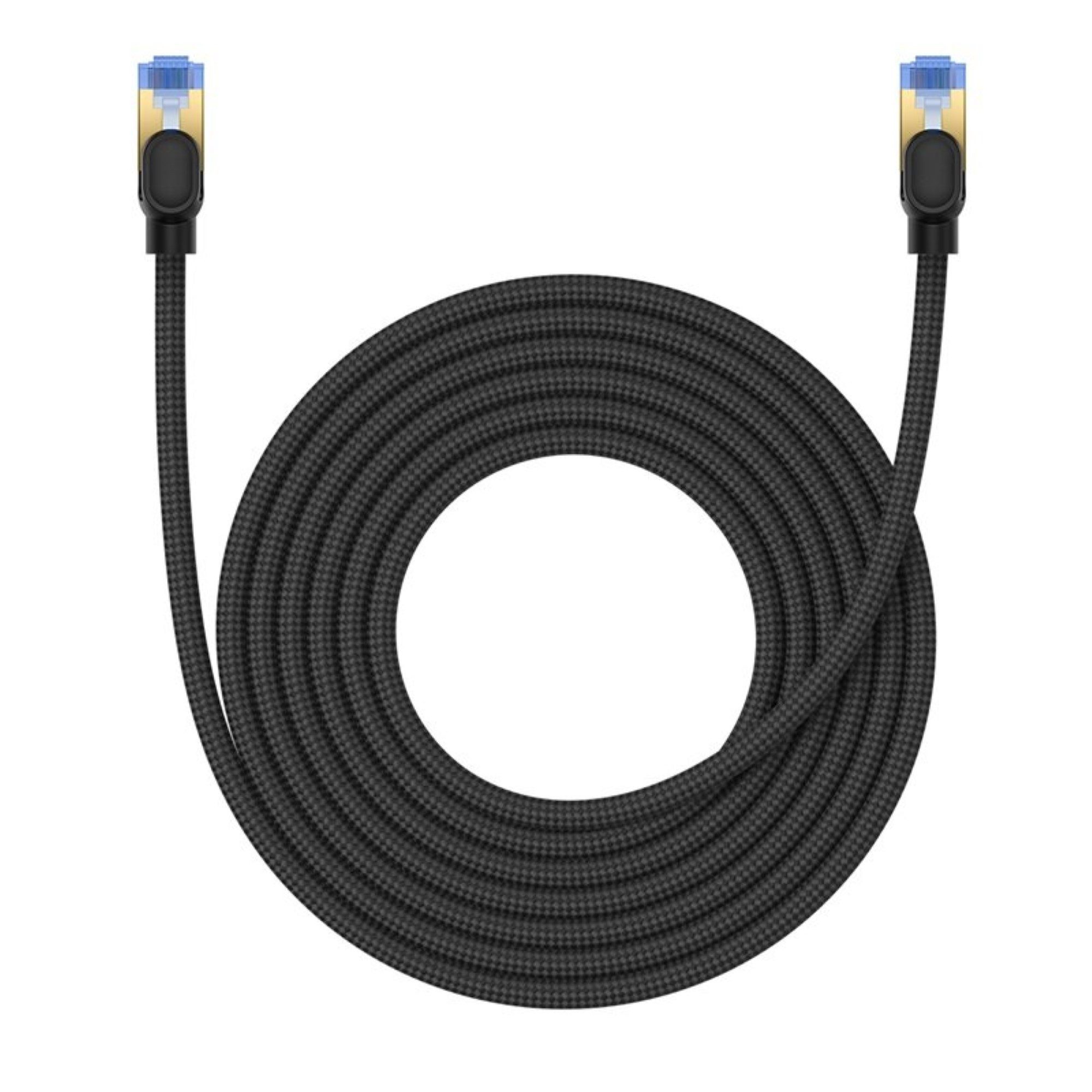 Schnelles Internetkabel RJ45 Cat.7 10 Gbit/s 5 m geflochten schwarz LAN-Kabel