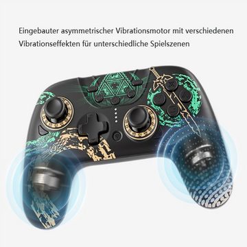 KINSI Bluetooth-Controller(kabelgebunden 2.4G/drahtlos),Switch-Controller Switch-Controller (3D Joystick 360° Seidenglatt,Zelda Wireless Gamepad)