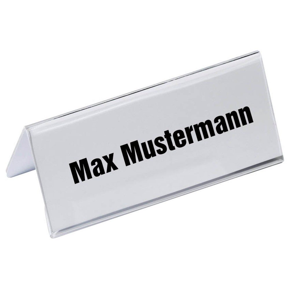 DURABLE Hinweisschild 10 Dachaufsteller Tischnamensschild Acryl 6,1 x 15 cm, Beidseitig beschreibbar und lesbar