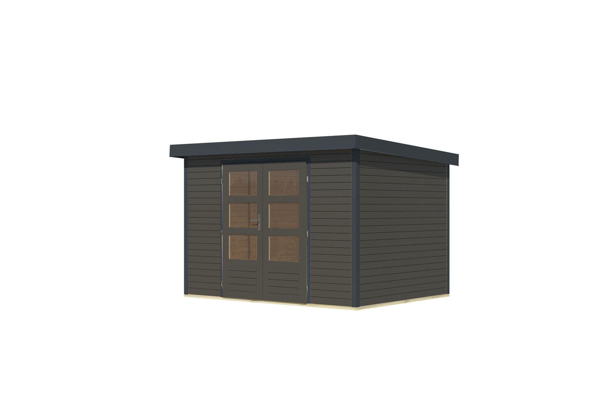 Karibu Gartenhaus Gartenhaus Hollywood in versch. Größen und Farben, opt. mit Anbaudach, BxT: 298x213 cm, (1 Stück, Gartenhaus Hollywood XXL, terragrau), Größe XXL, terragrau