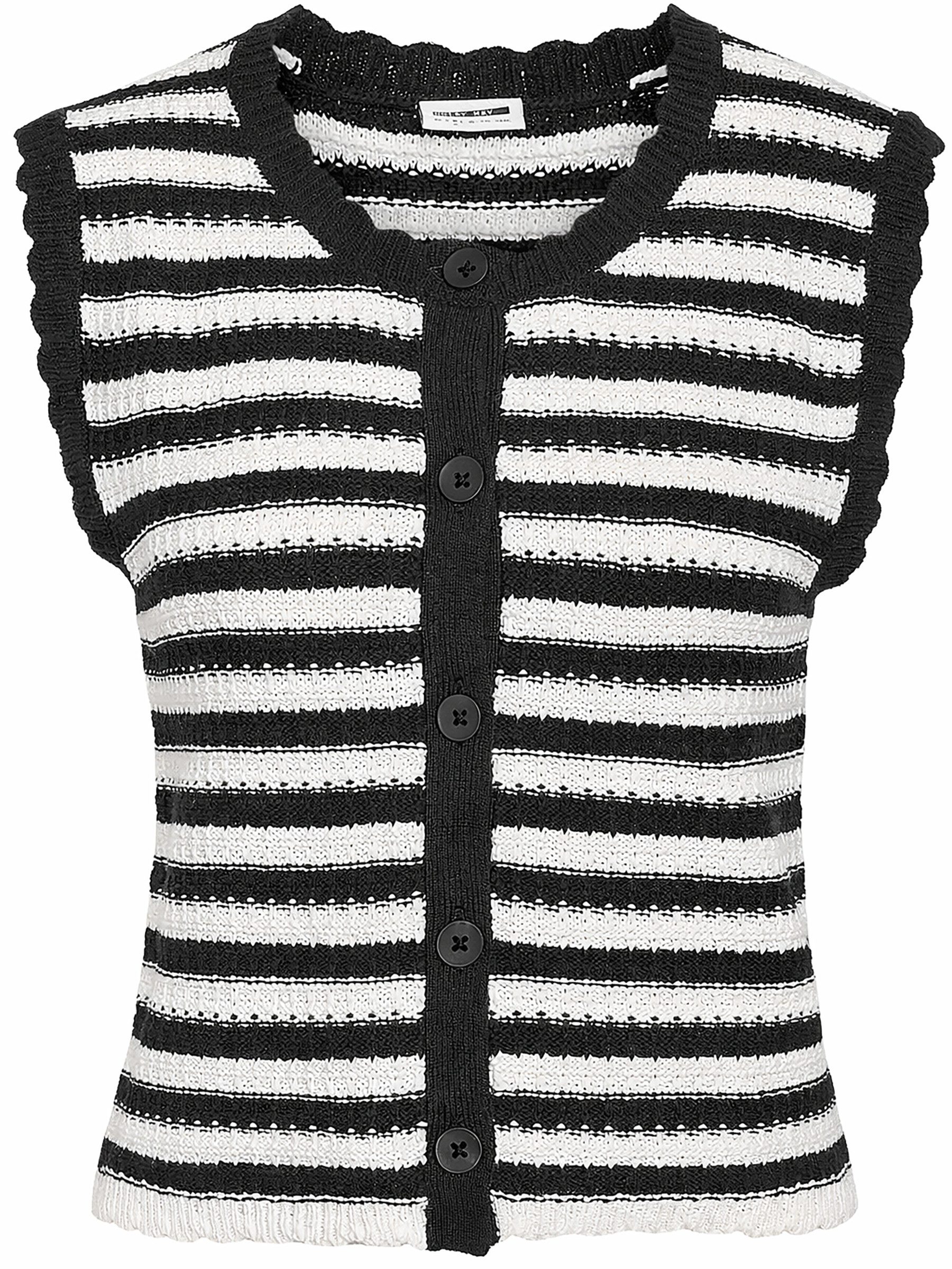 Noisy may Longweste Gestreiftes Design Knopfleiste klassischer Rundhals Stil (1-tlg) NMTRUE S/L O-NECK BUTTON VEST FWD DD