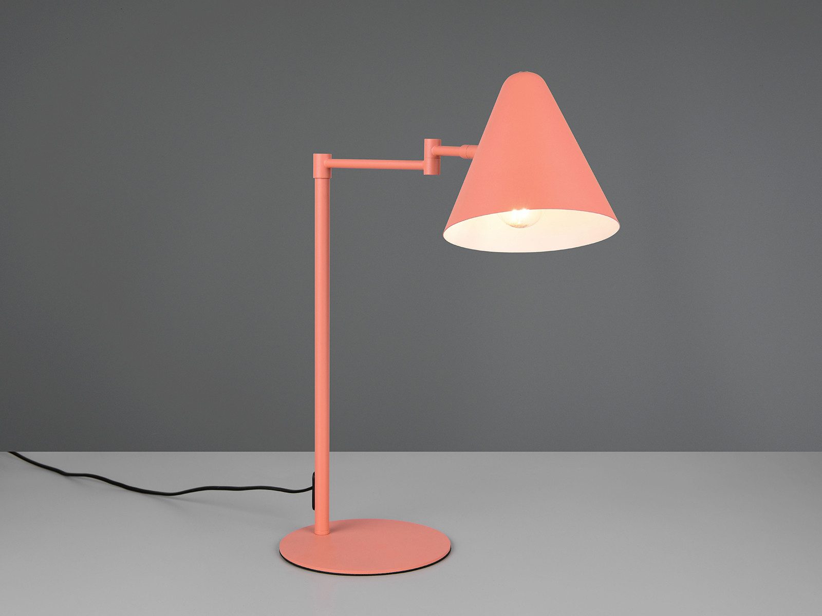 TRIO Leuchten LED Schreibtischlampe, Dimmfunktion, LED wechselbar, Warmweiß, große Retro Nacht-Tischlampe, Leselampe mit Schwenkarm, Höhe 50,5cm