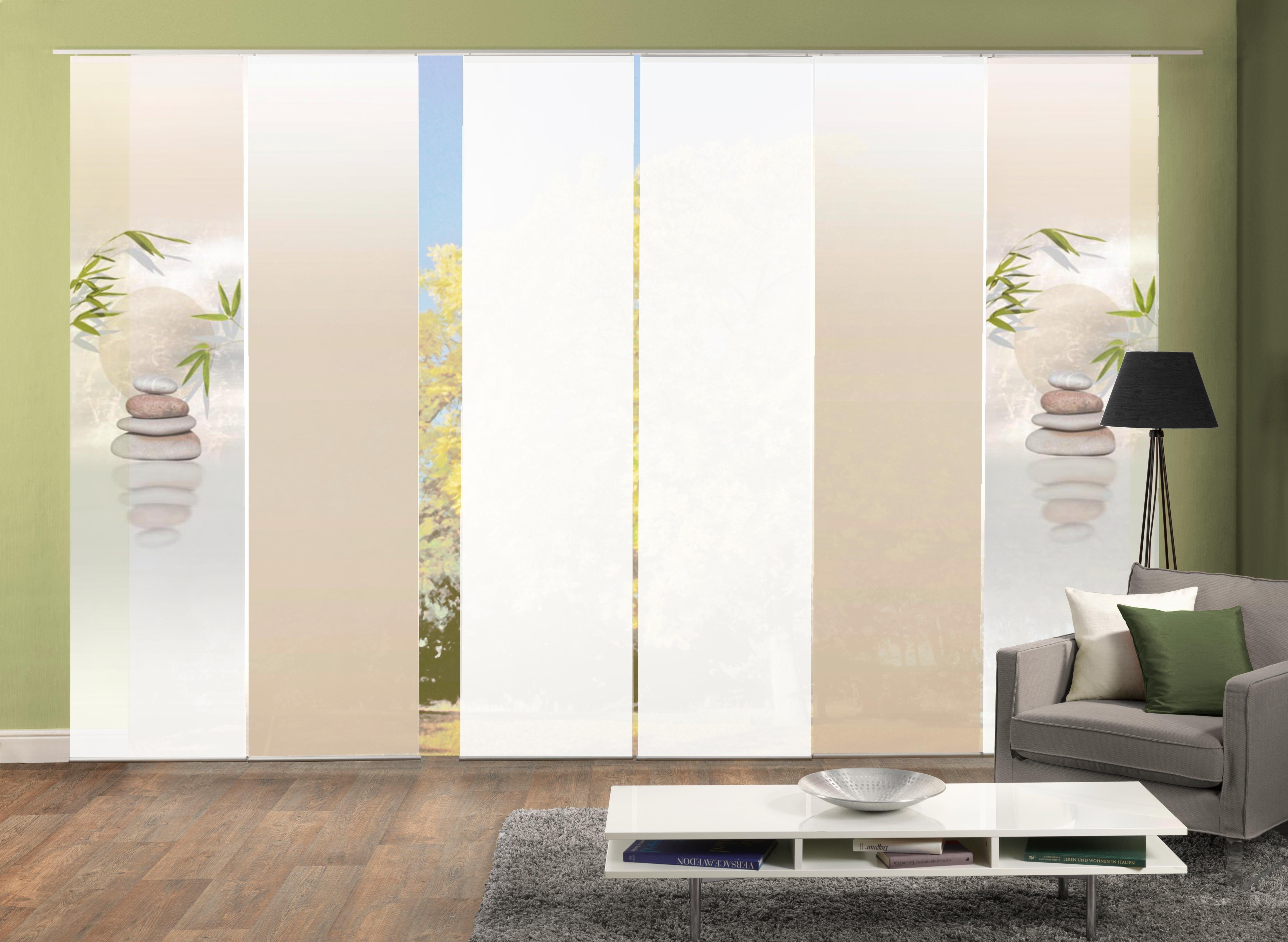 HOME WOHNIDEEN Schiebegardine BUDA (6 St), Klettband, blickdicht, HxB: 245x60, inkl. Befestigungszubehör