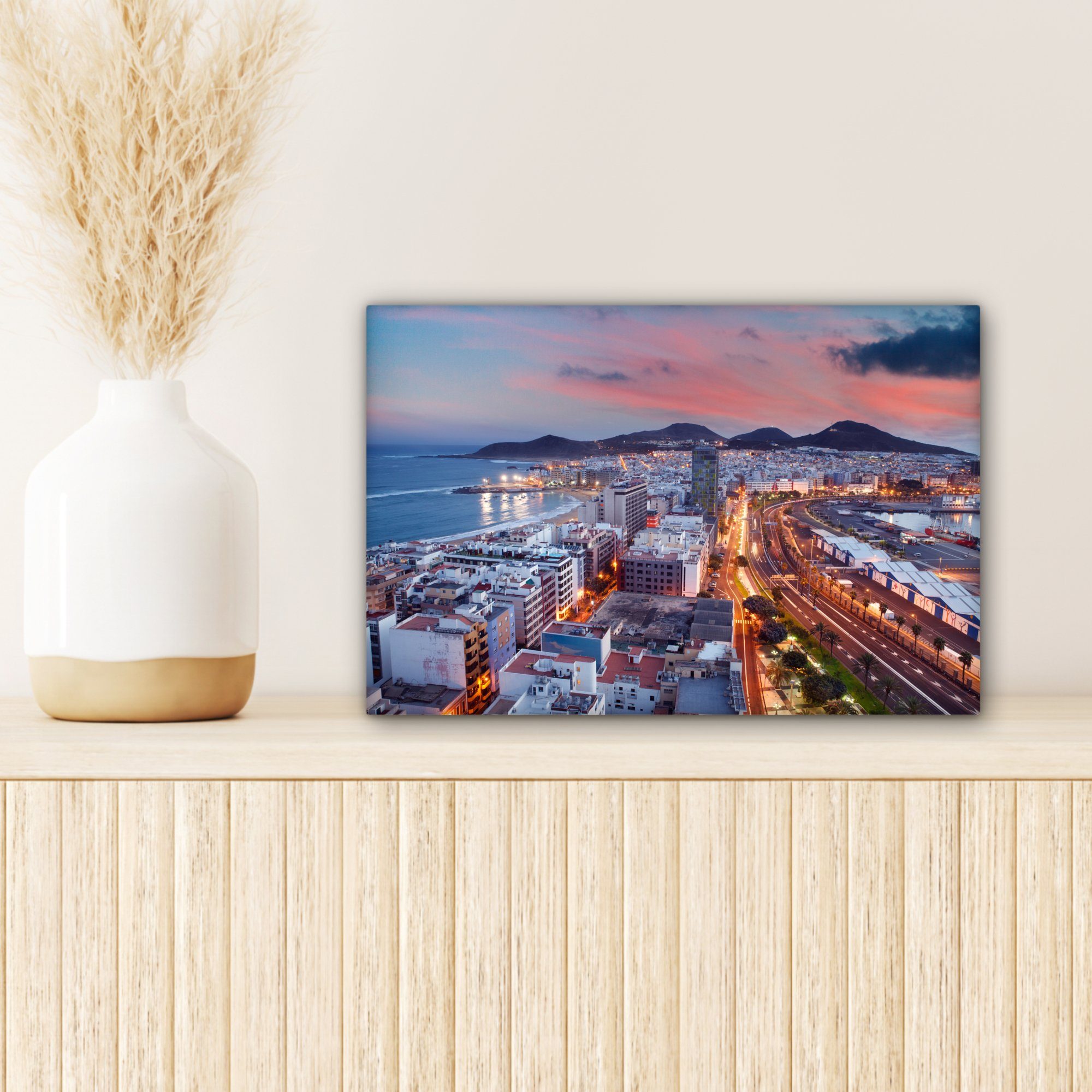 Wanddeko, Aufhängefertig, Abend, Die Las Wandbild Palmas OneMillionCanvasses® Gran Stadt cm am Canaria St), auf 30x20 Leinwandbilder, (1 Leinwandbild