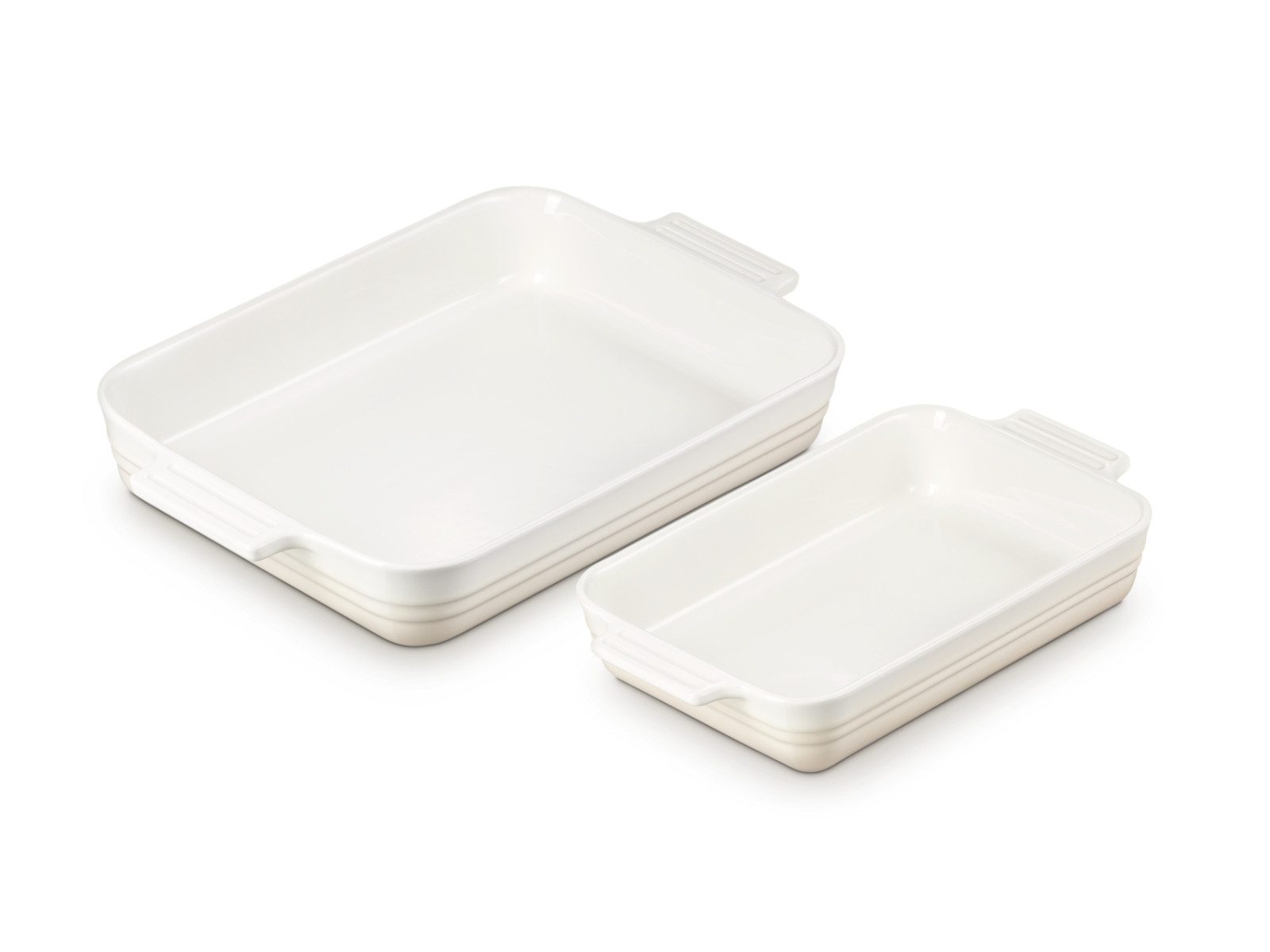 LE CREUSET Auflaufform Auflaufform Klassik rechteckig meringue 25/32cm Set 2tlg, Steinzeug