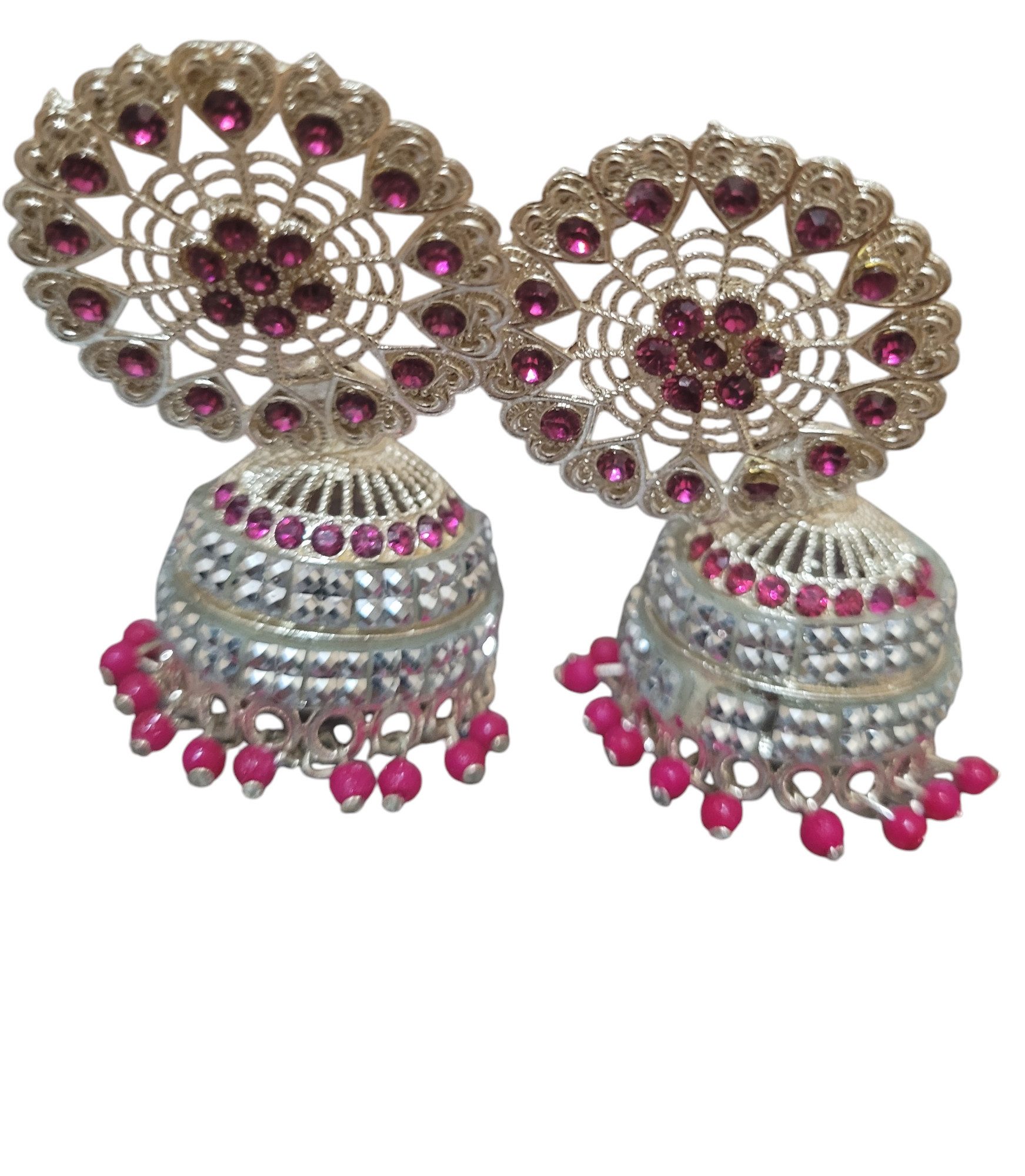 Paar Ohrhänger Silver Jumkha Red Beads