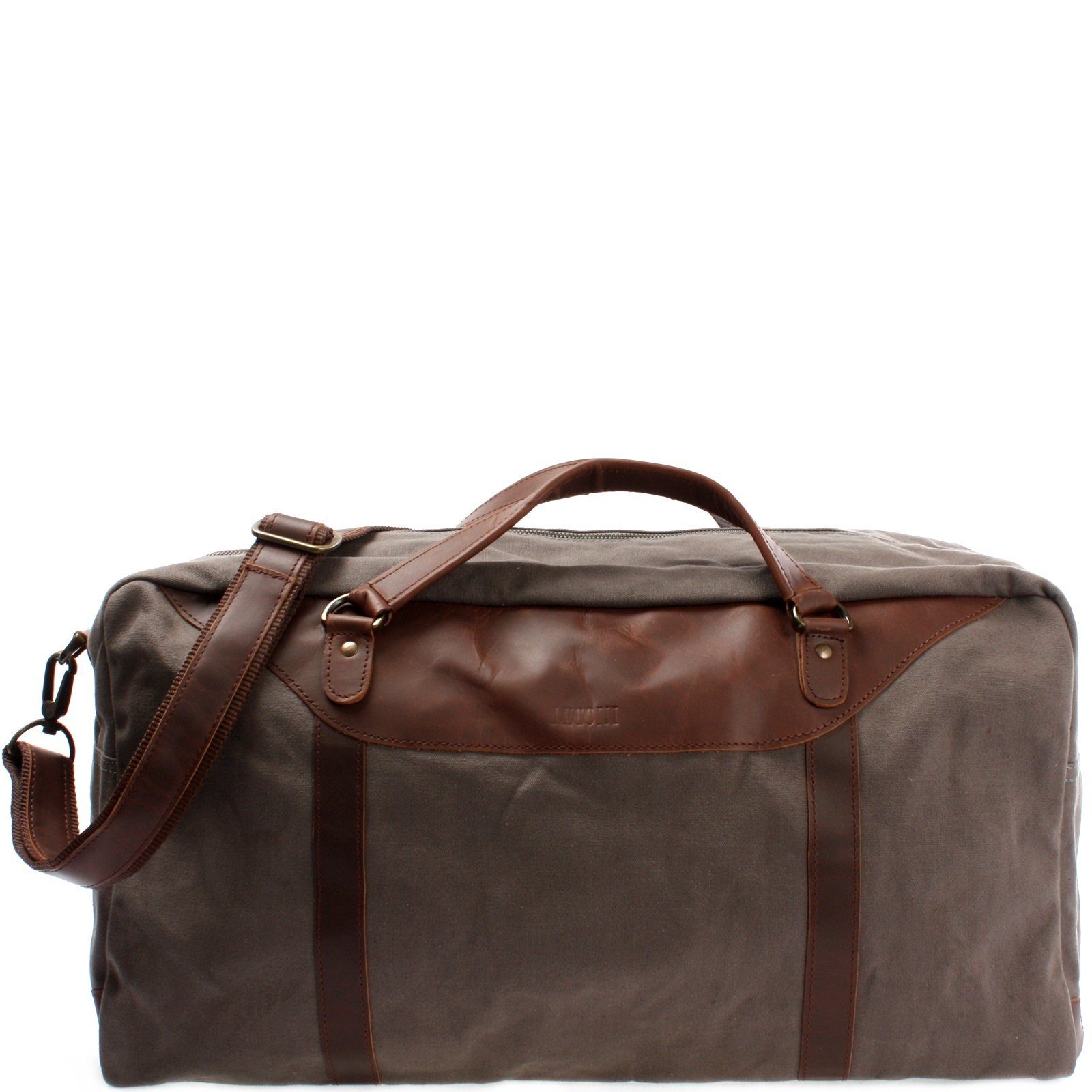 LECONI Weekender große Reisetasche Gepäck Damen Herren Sporttasche Canvas Leder LE2020, Riesiges Hauptfach – viele Zusatzfächer – 60 × 30 × 30 cm