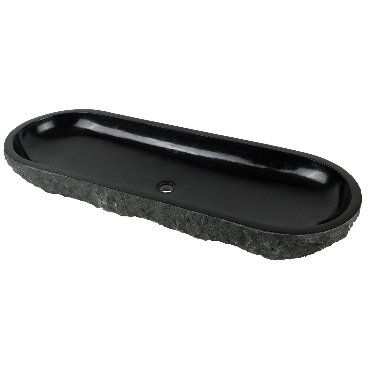 wohnfreuden Aufsatzwaschbecken Andesit Waschbecken EROSI anthrazit Gr. XL 120 cm schwarz oval (Kein Set), 90_102293
