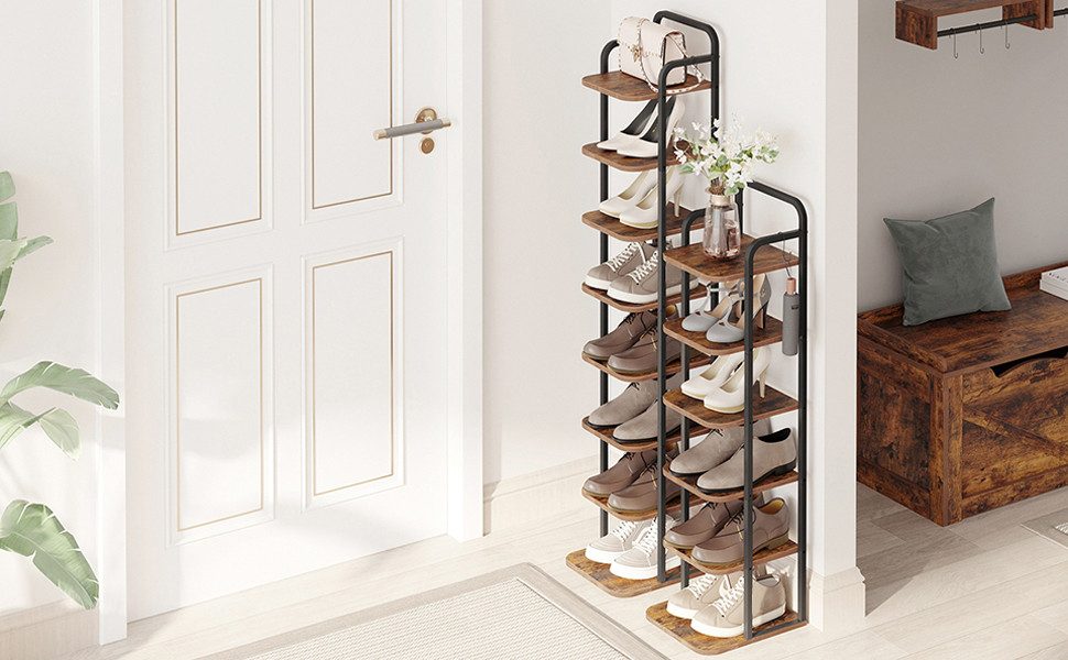 Brookstone Bambus-Schuhregal 2-stufig – Platzsparend, Stapelbar, Für Kleine Räume