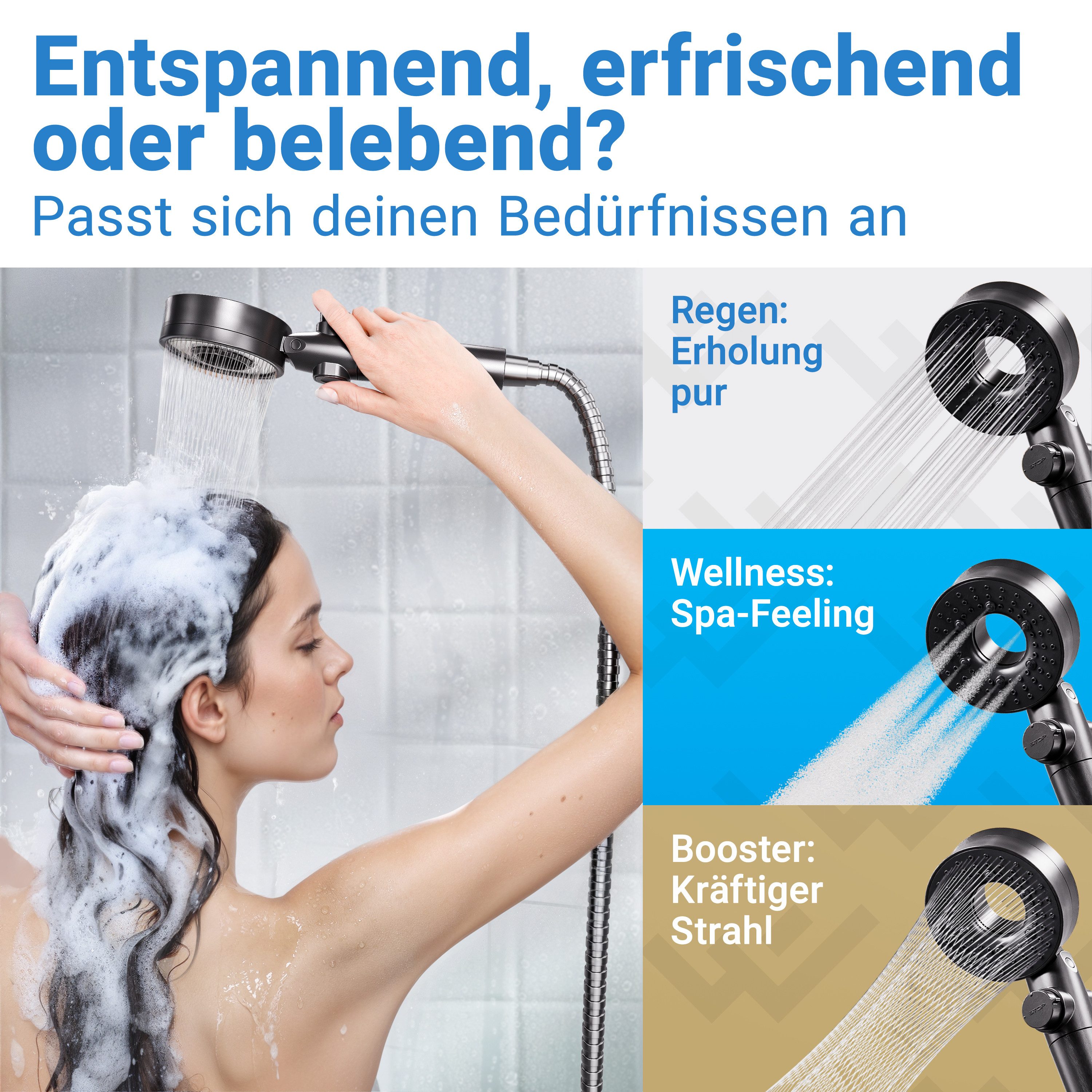 Lobenswerk Duschbrause Duschkopf mit Boost-Funktion, mit Mineralperlenfilter gegen Kalk & Verunreinigungen – Bild 4 von 5