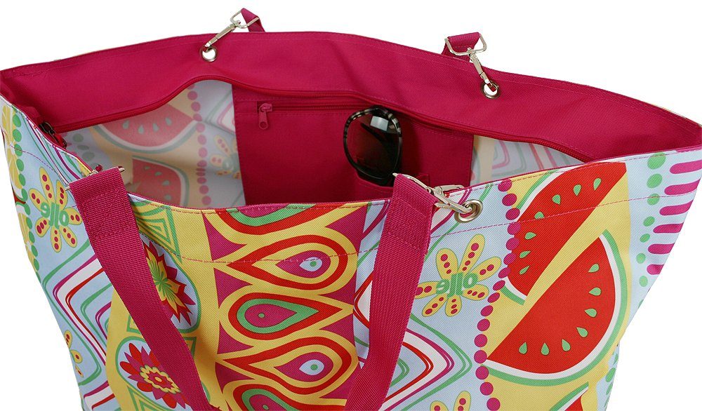 Miss Beach XL Badetasche Mit Pailletten – 29 Liter, Canvas Shopper Mit Reißverschluss Für Strand & Sport